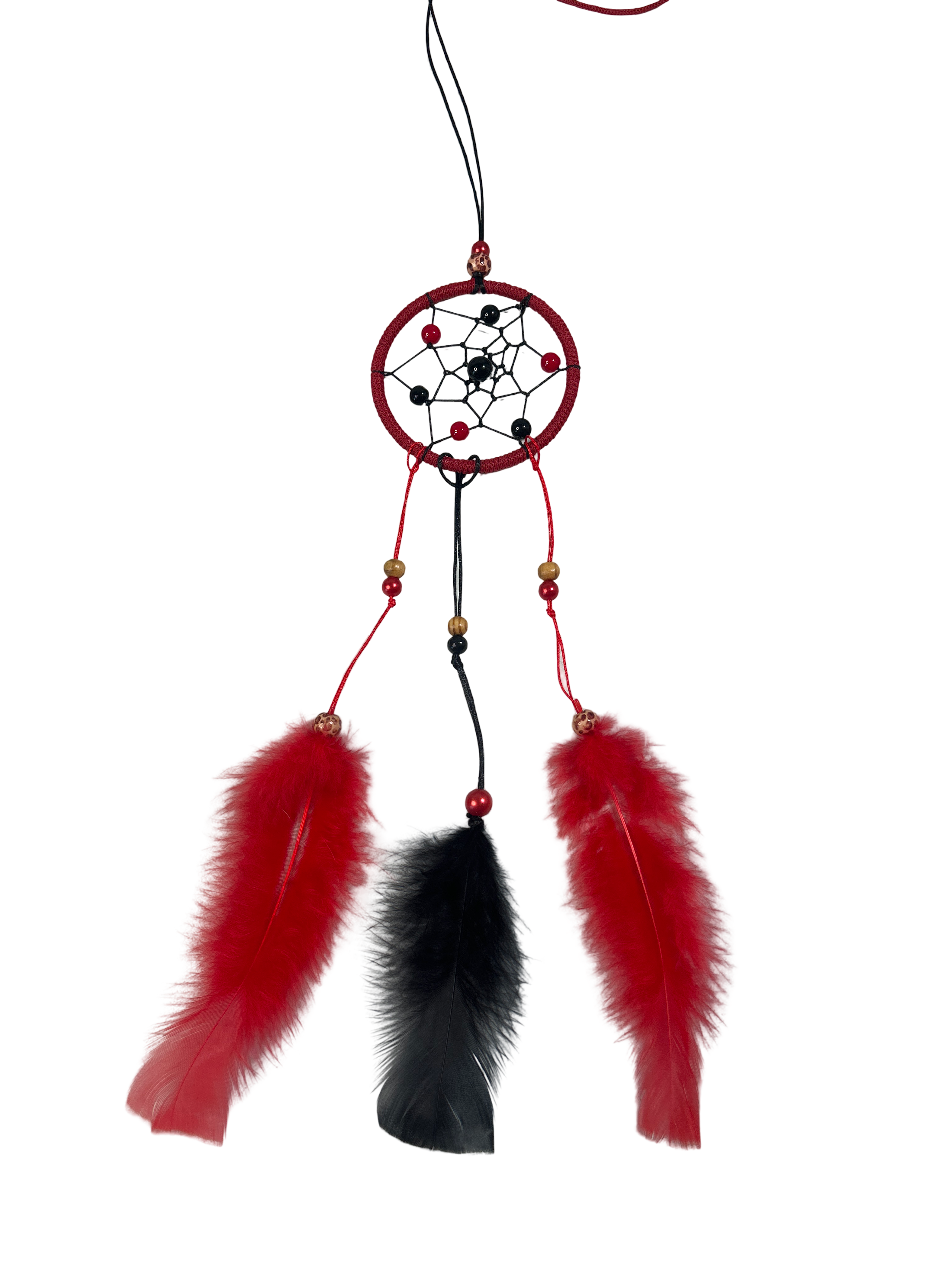 3 pouces capteur de rêve obsidienne et corail rouge