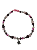 Collier chien fil nylon 15 pouces Quartz rose