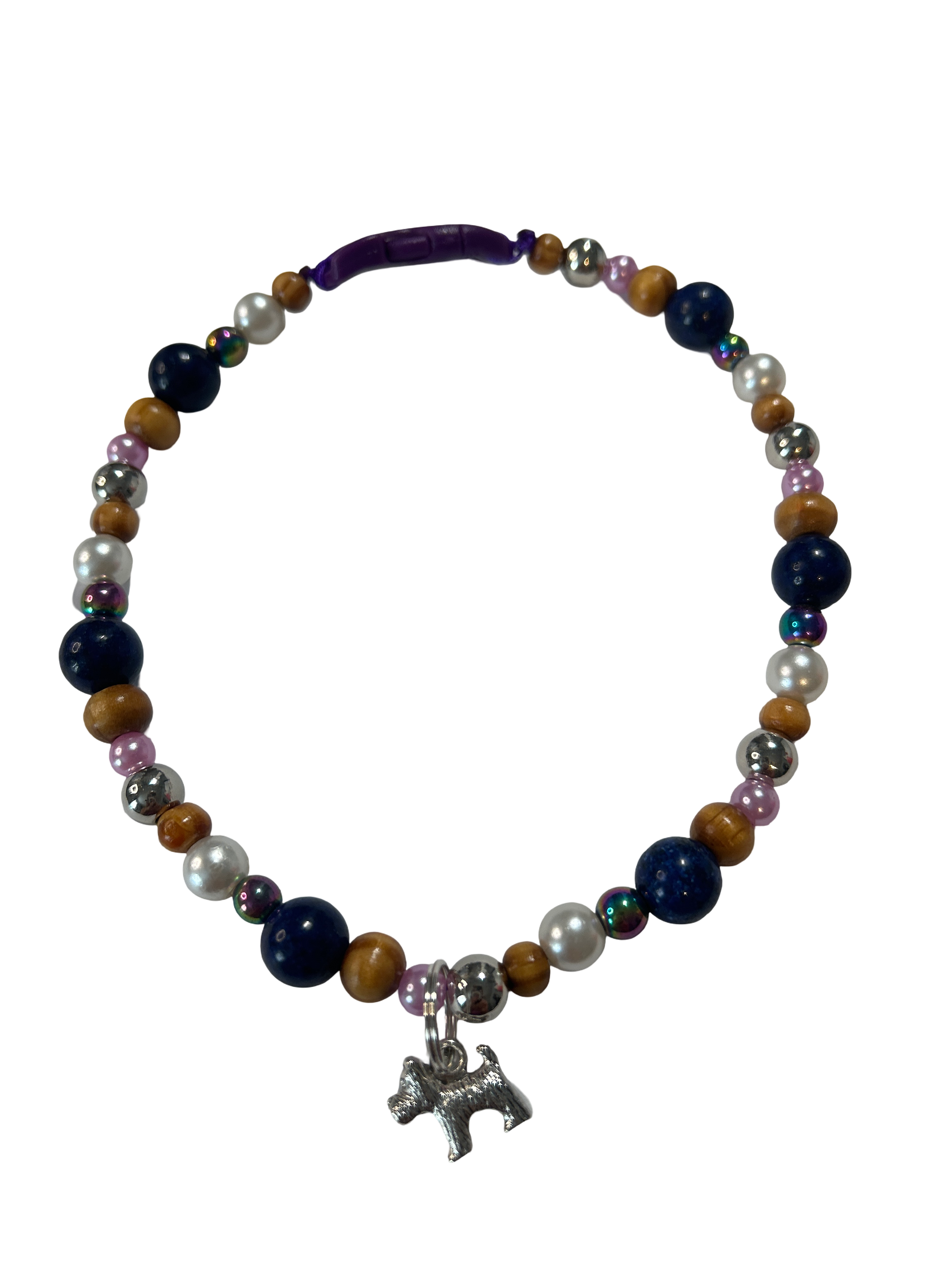 Collier chien fil nylon 13 pouces lapis lazuli