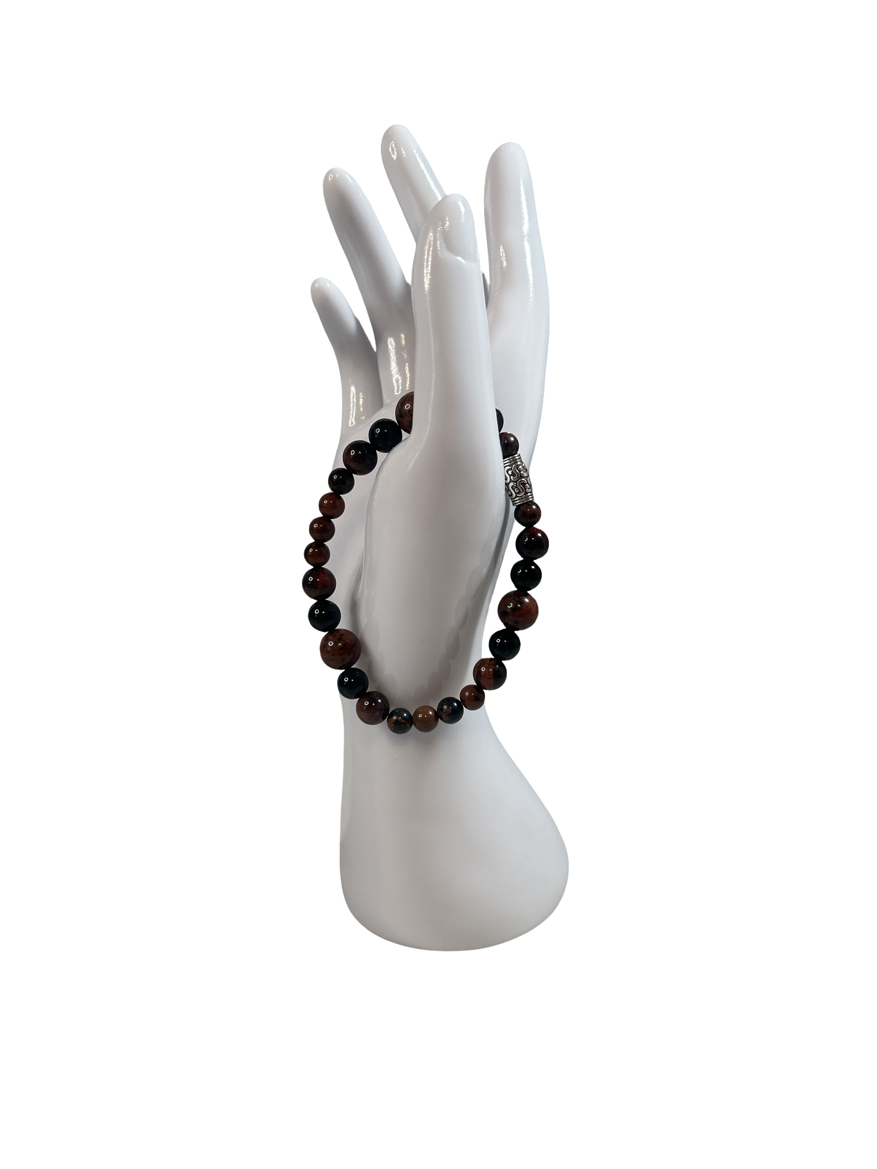 Bracelet homme œil de taureau et obsidienne