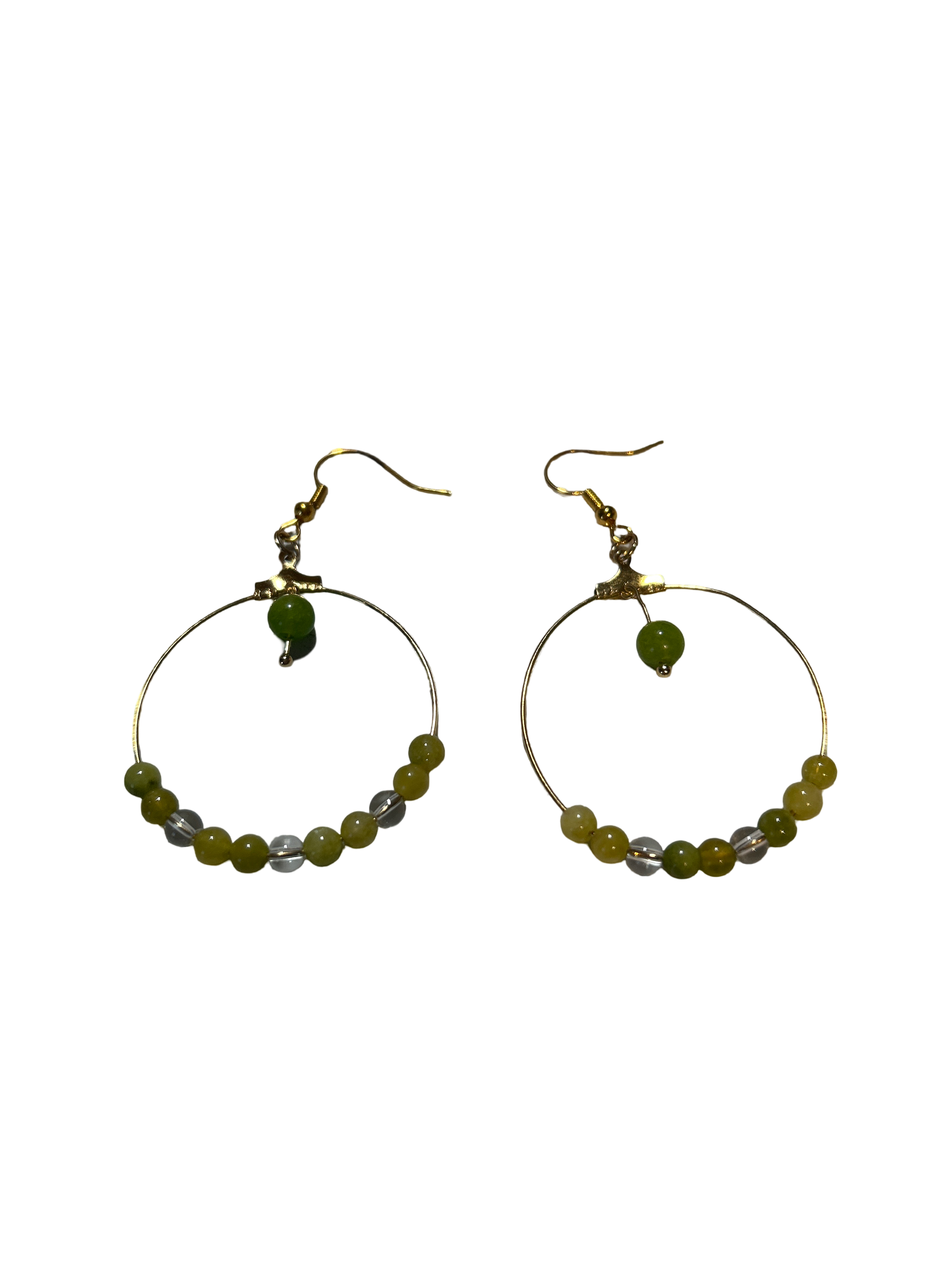 Boucle d’oreille péridot et quartz clair