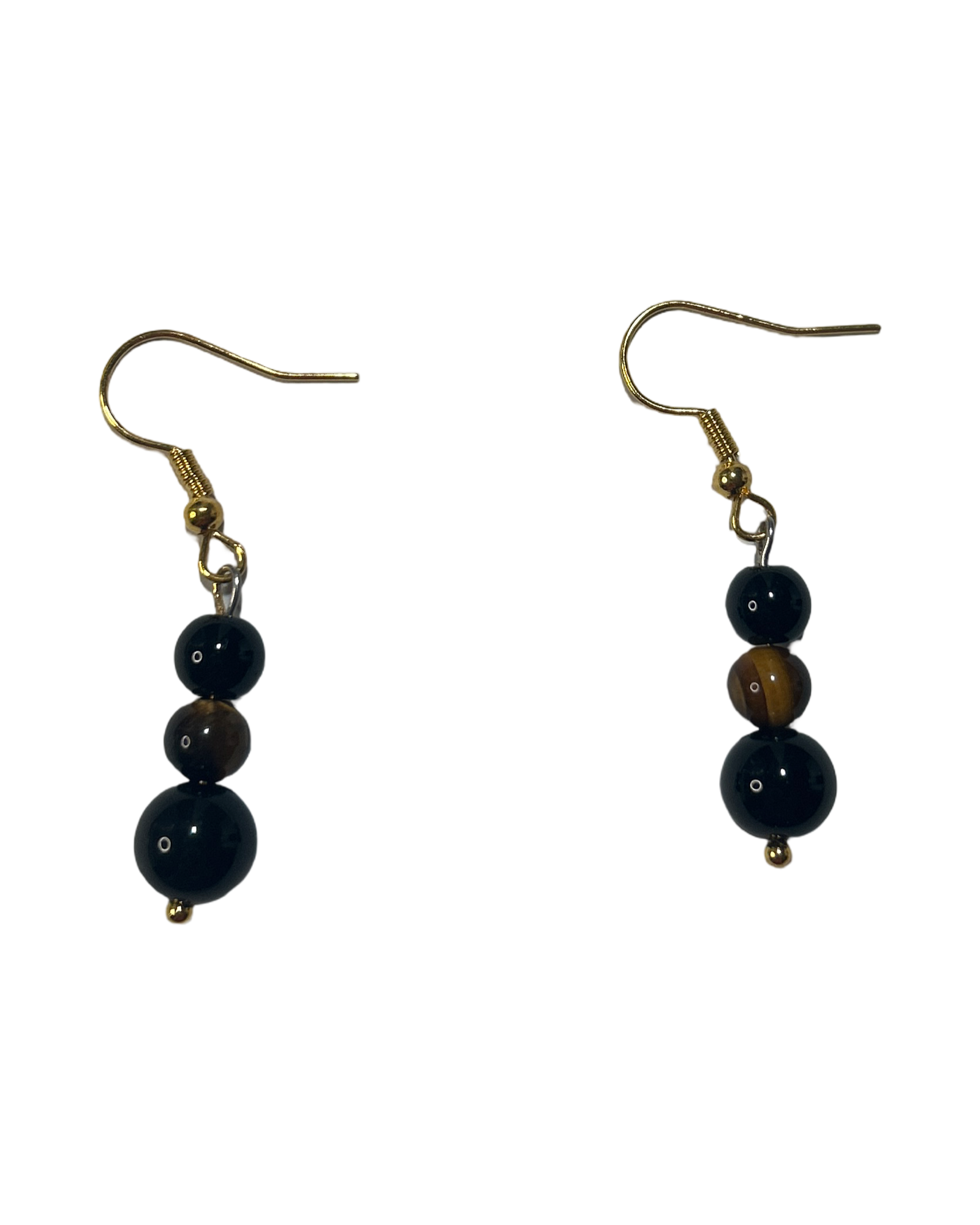 Boucle d’oreille œil de tigre et onyx