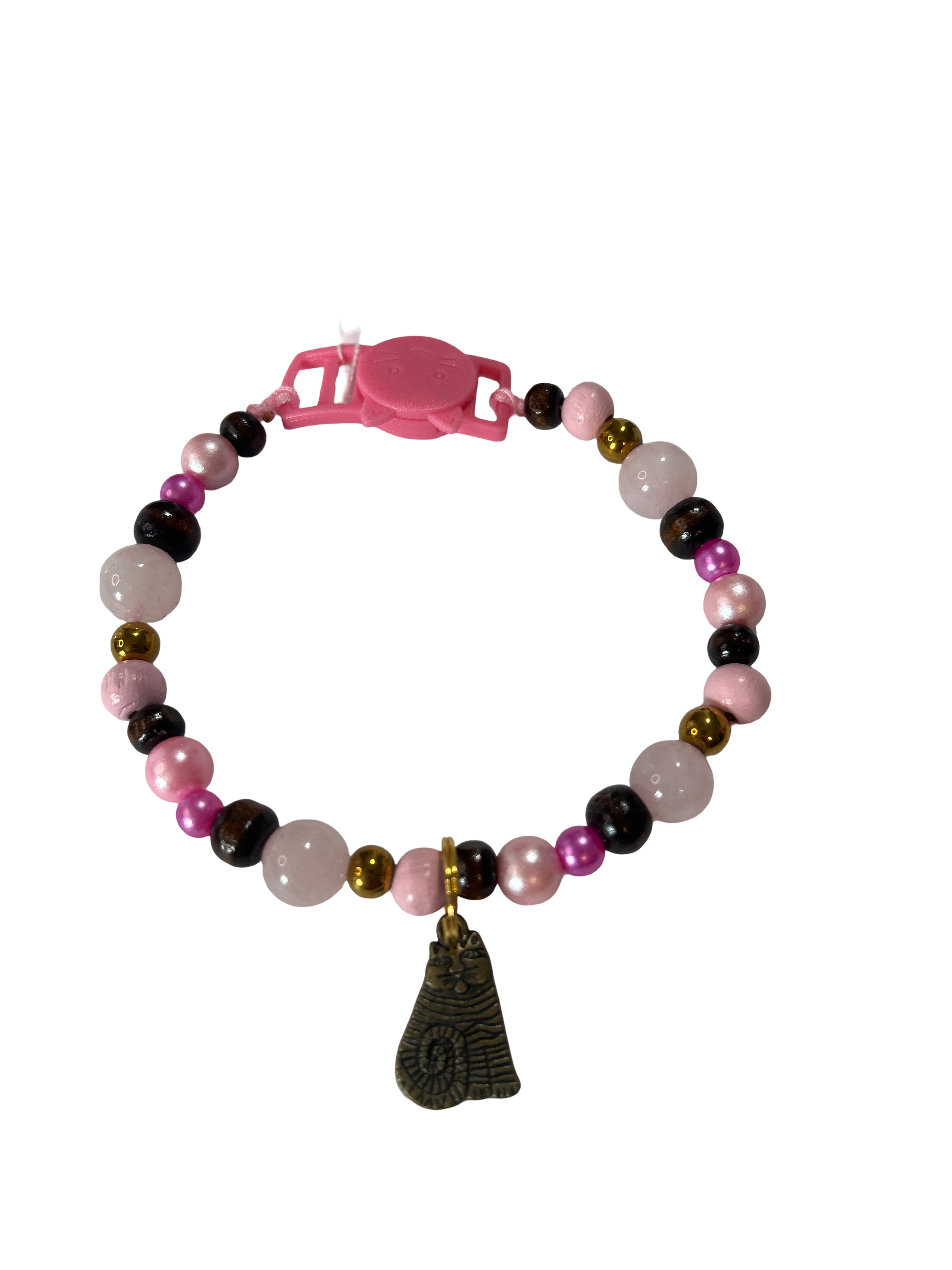 Collier chat fil nylon 8.75 pouces Quartz rose