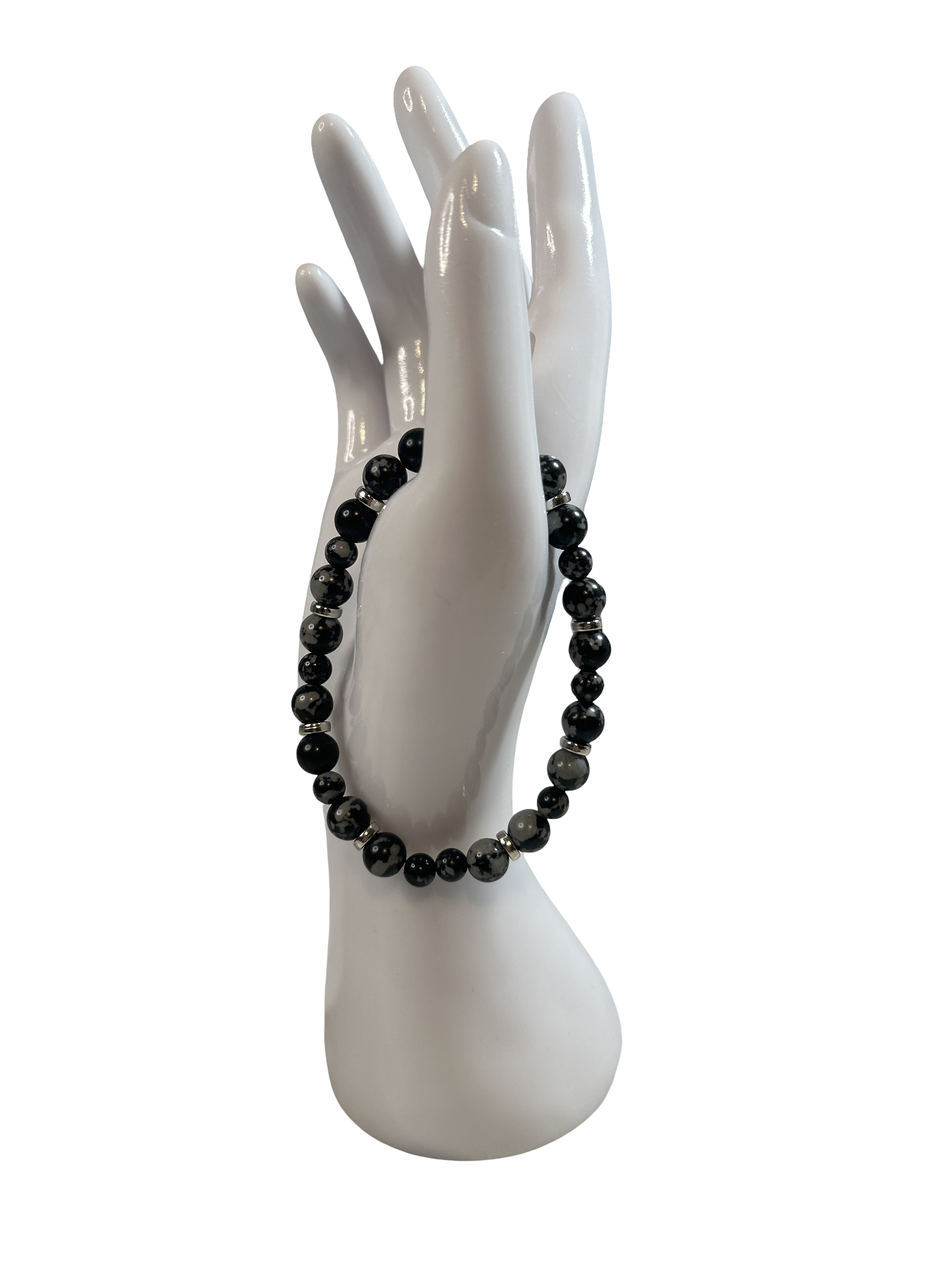 Bracelet homme obsidienne neige