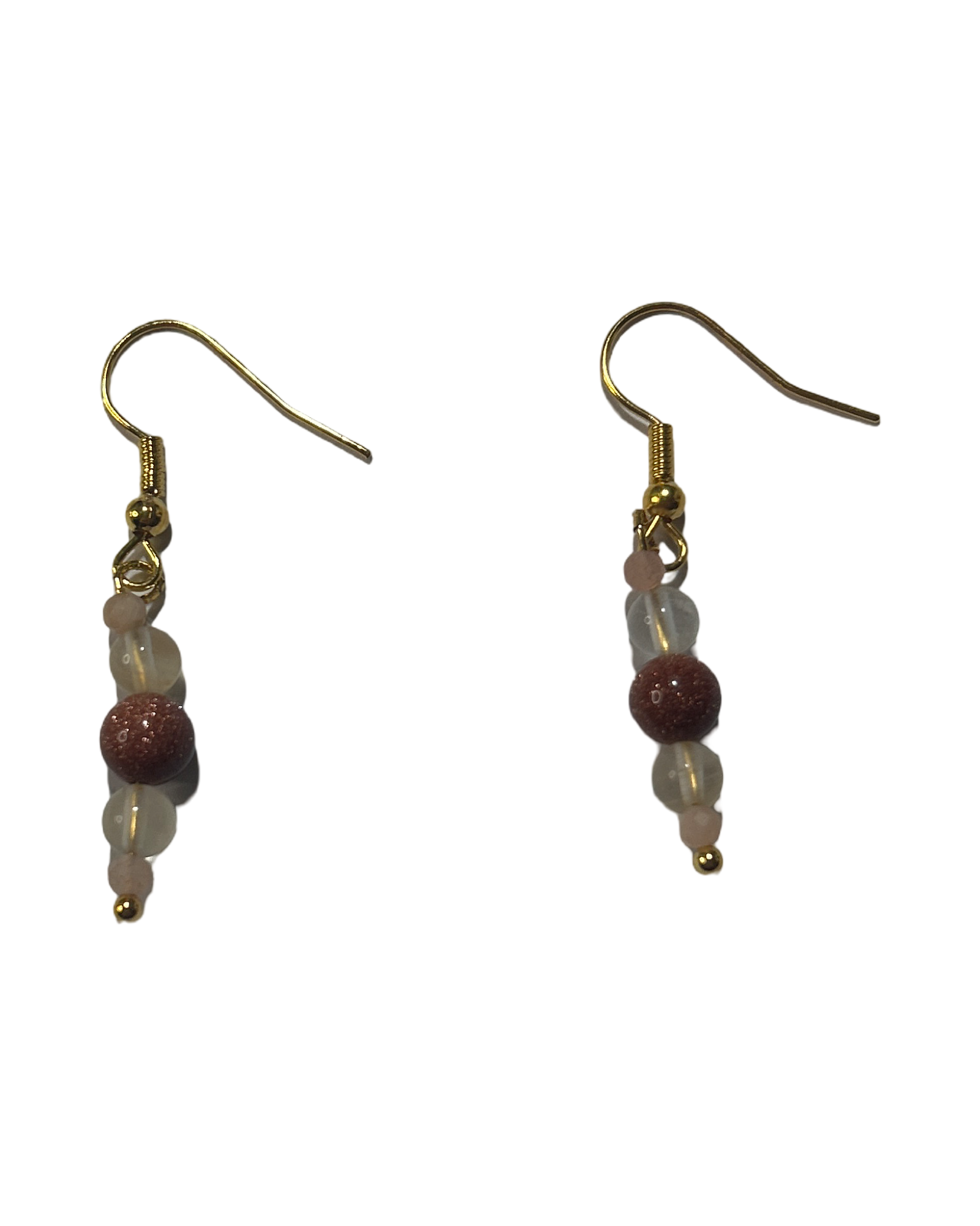 Boucle d’oreille citrine, pierre de sable d’or et pierre de soleil