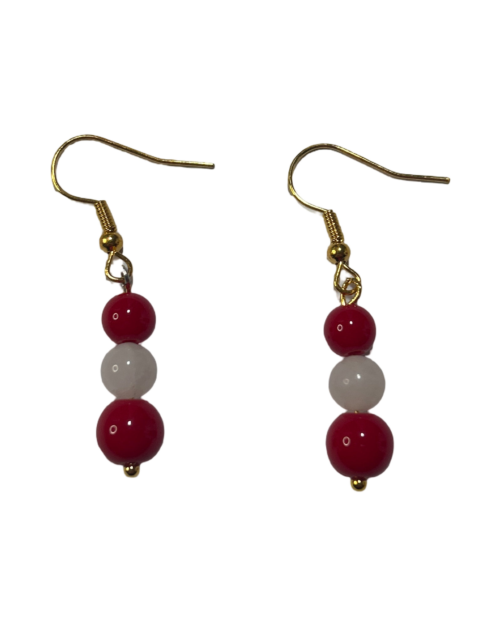 Boucle d’oreille corail rouge et jade blanche