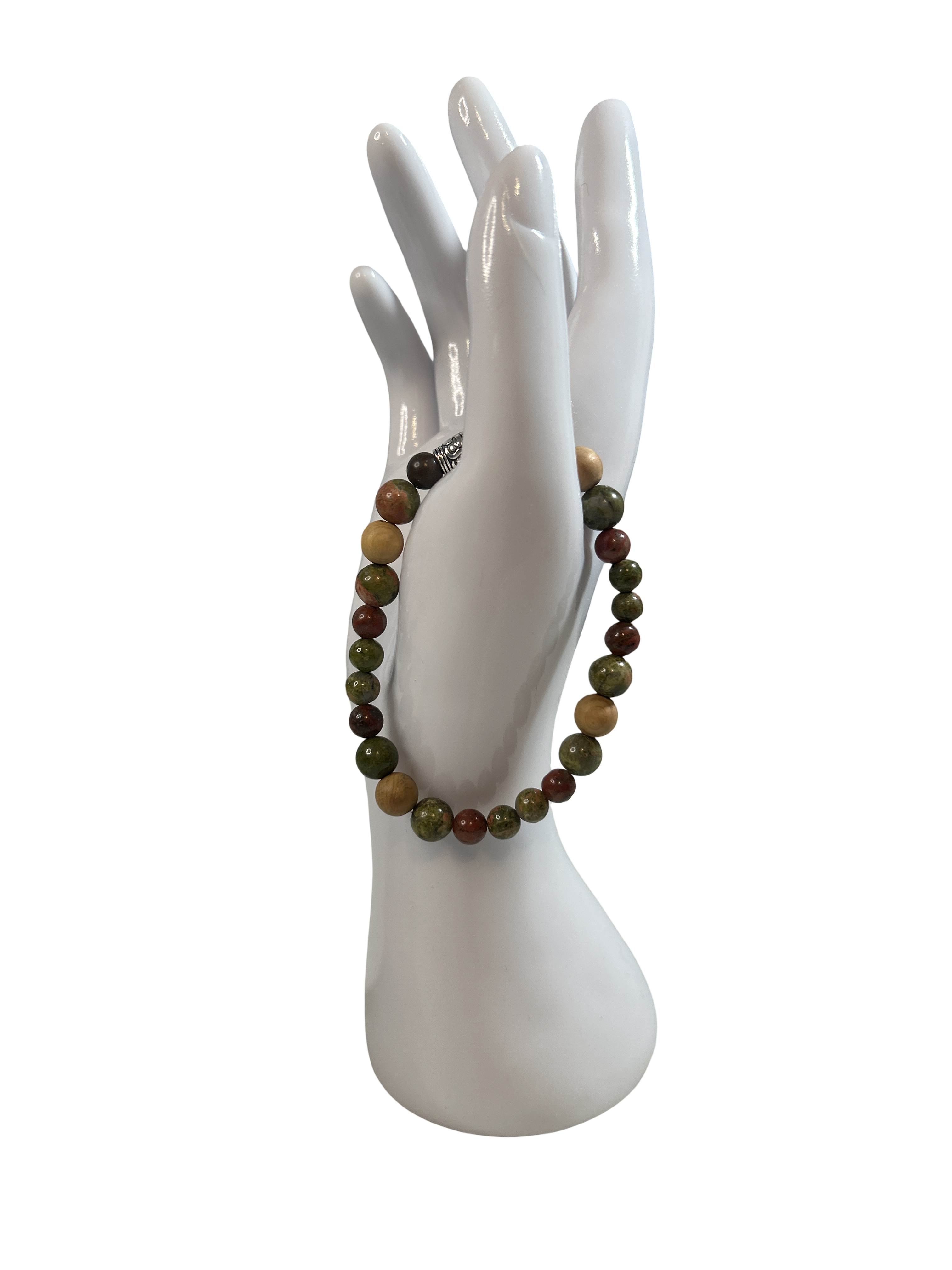 Bracelet homme pierre d’acajou et unakite