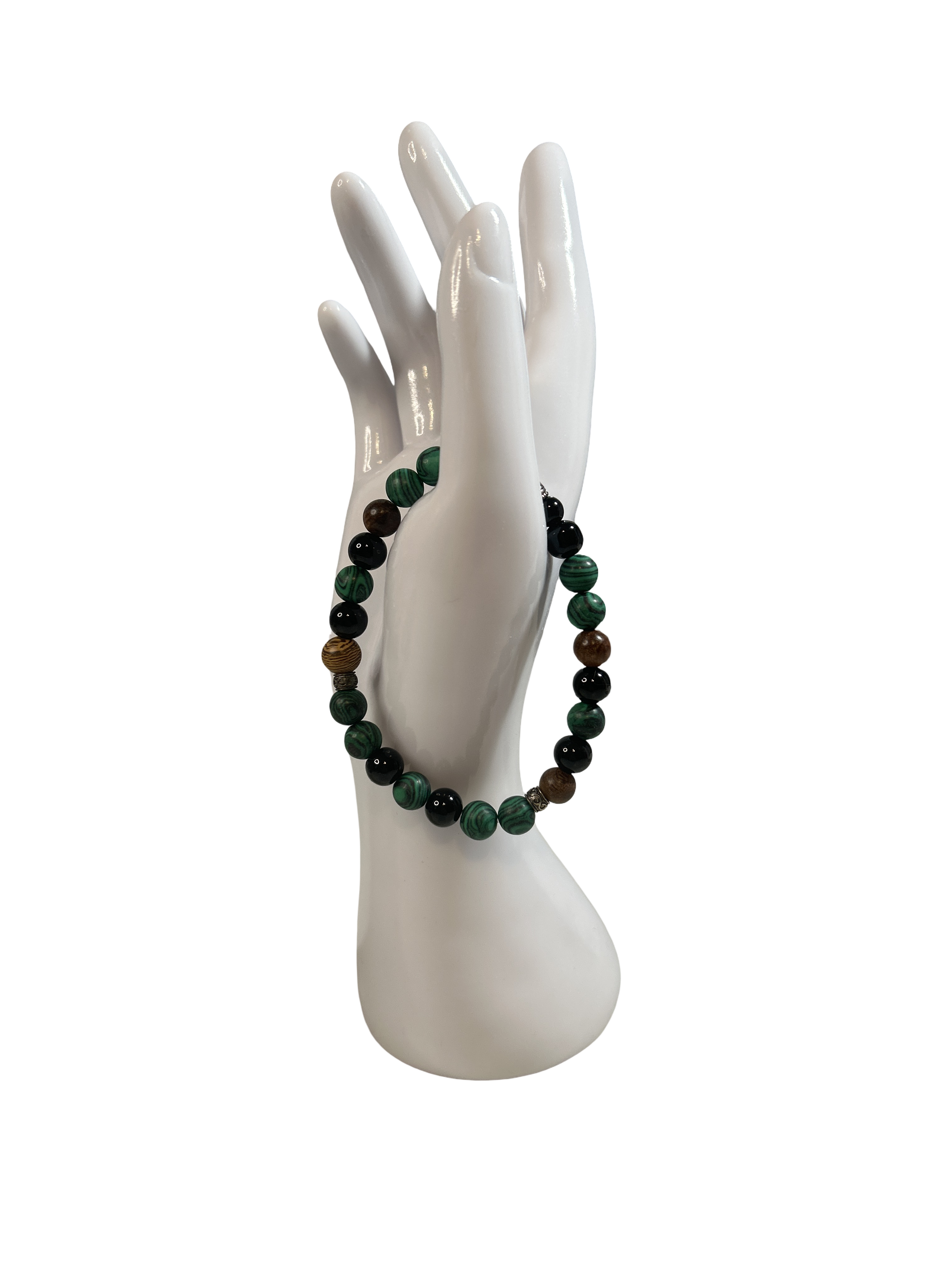 Bracelet homme malachite et onyx