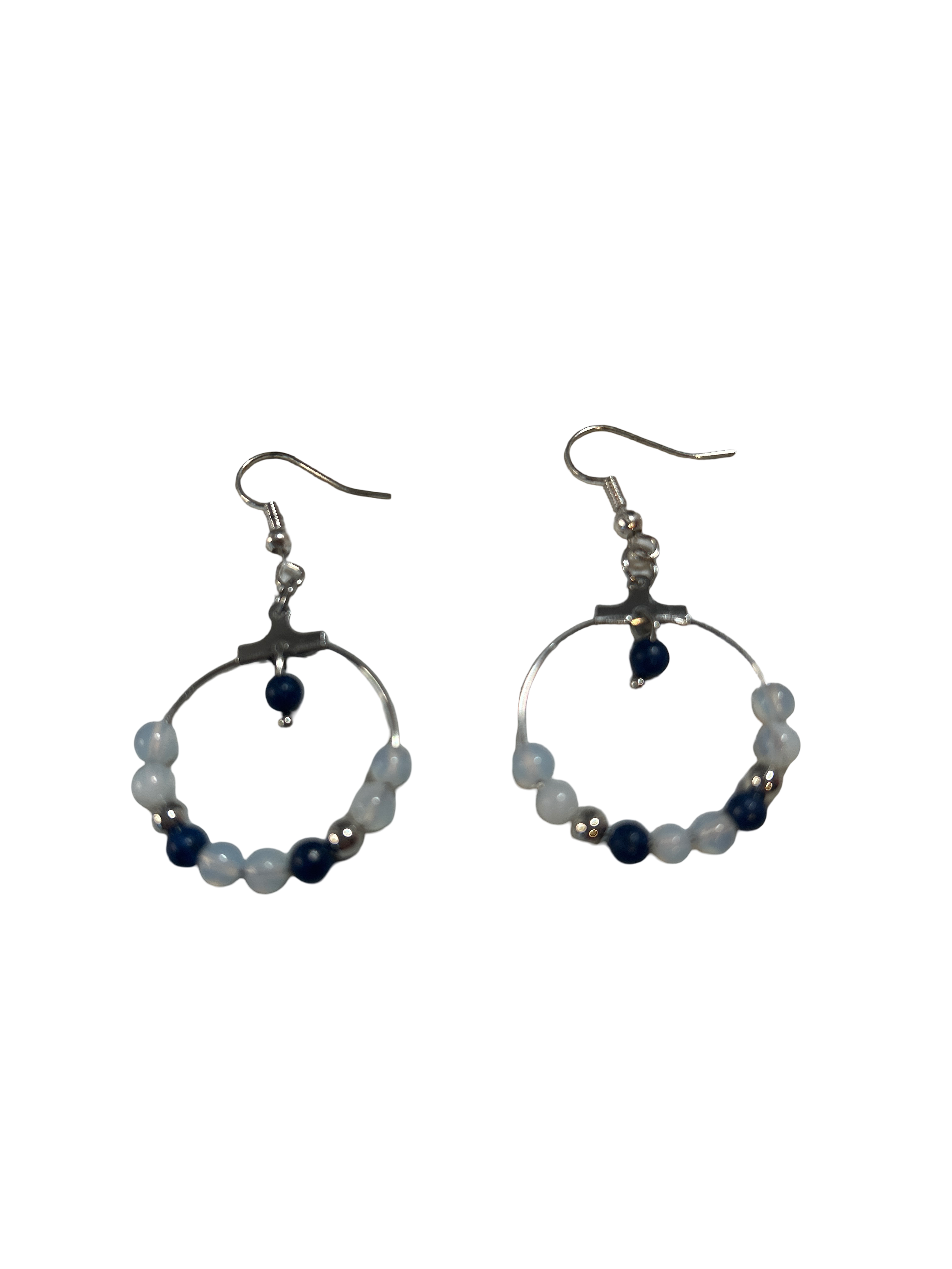 Boucle d’oreille opaline et lapis lazuli