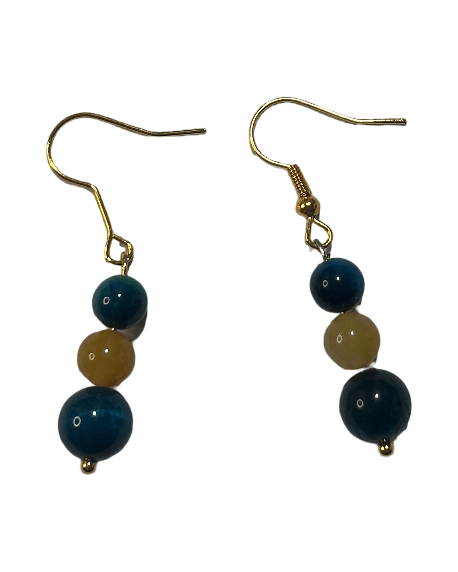 Boucle d’oreille œil de tigre bleu et topaze