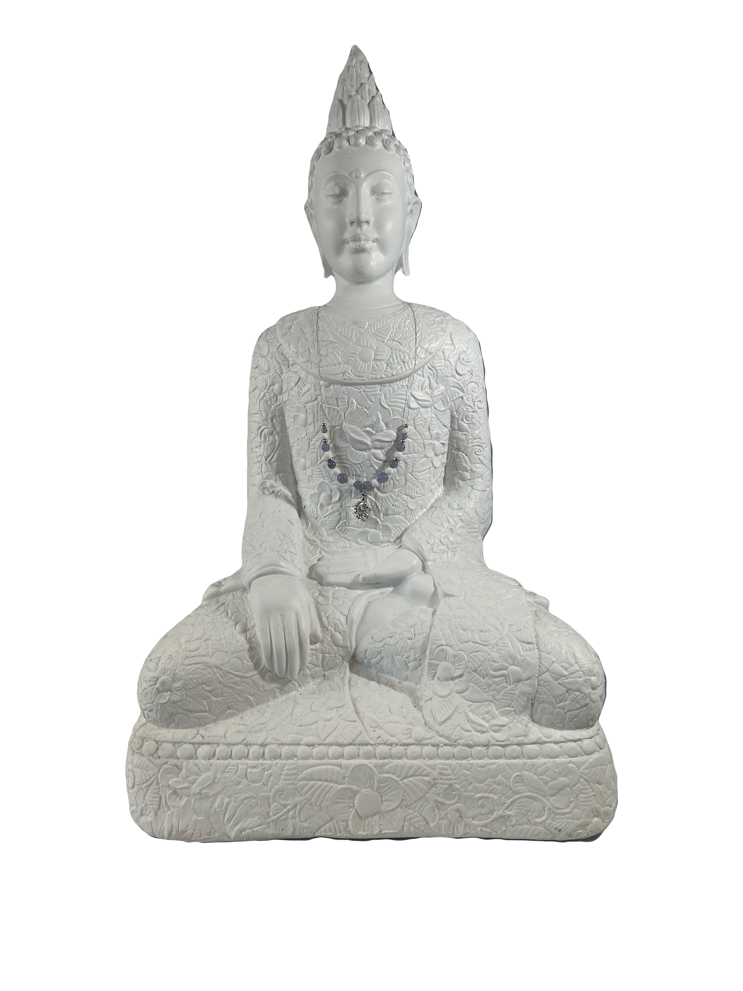 Collier enfants sur fil angélite et pierre de lave blanc