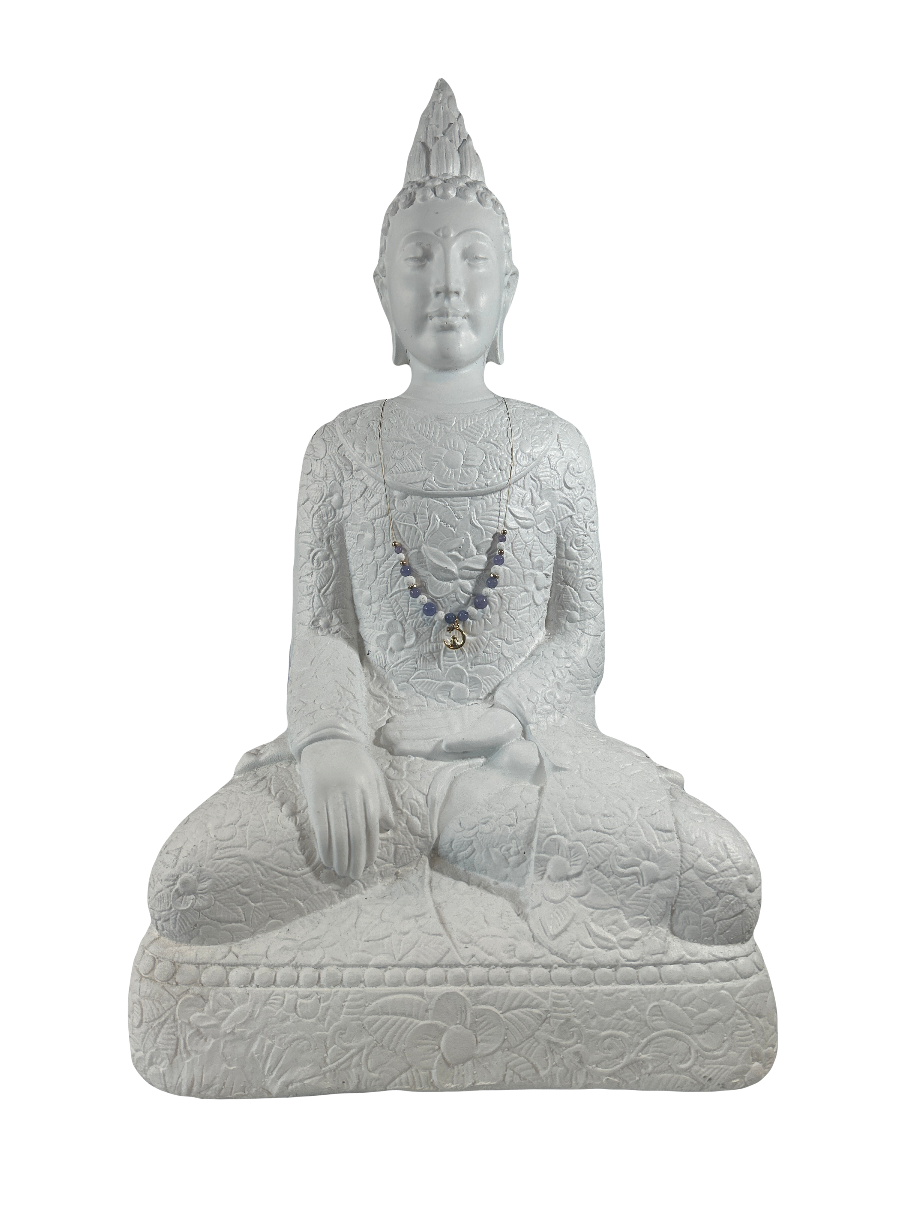 Collier enfants sur fil angélite et pierre de lave blanc