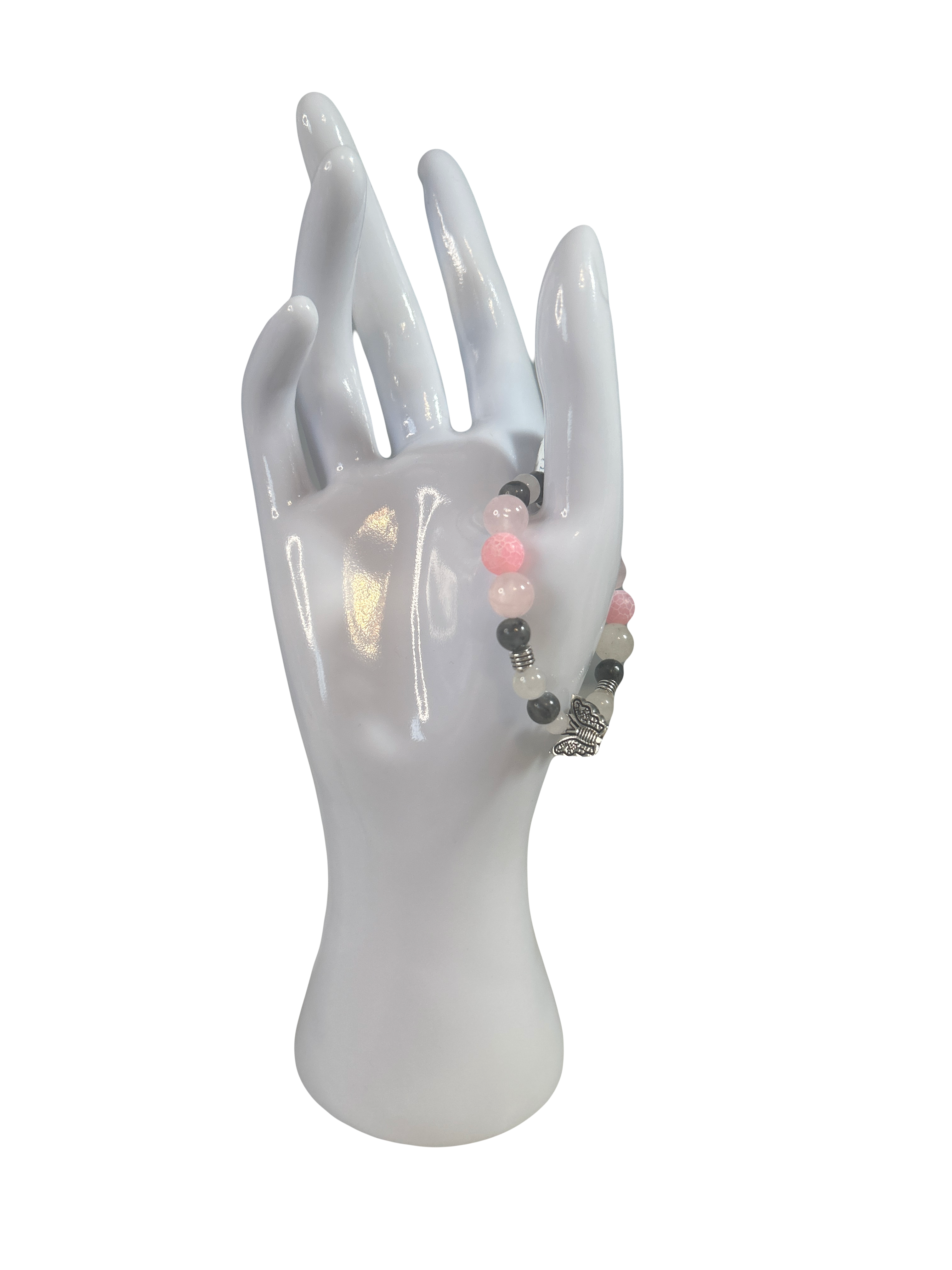 Bracelet enfants 2-5 ans quartz rose et larvikite