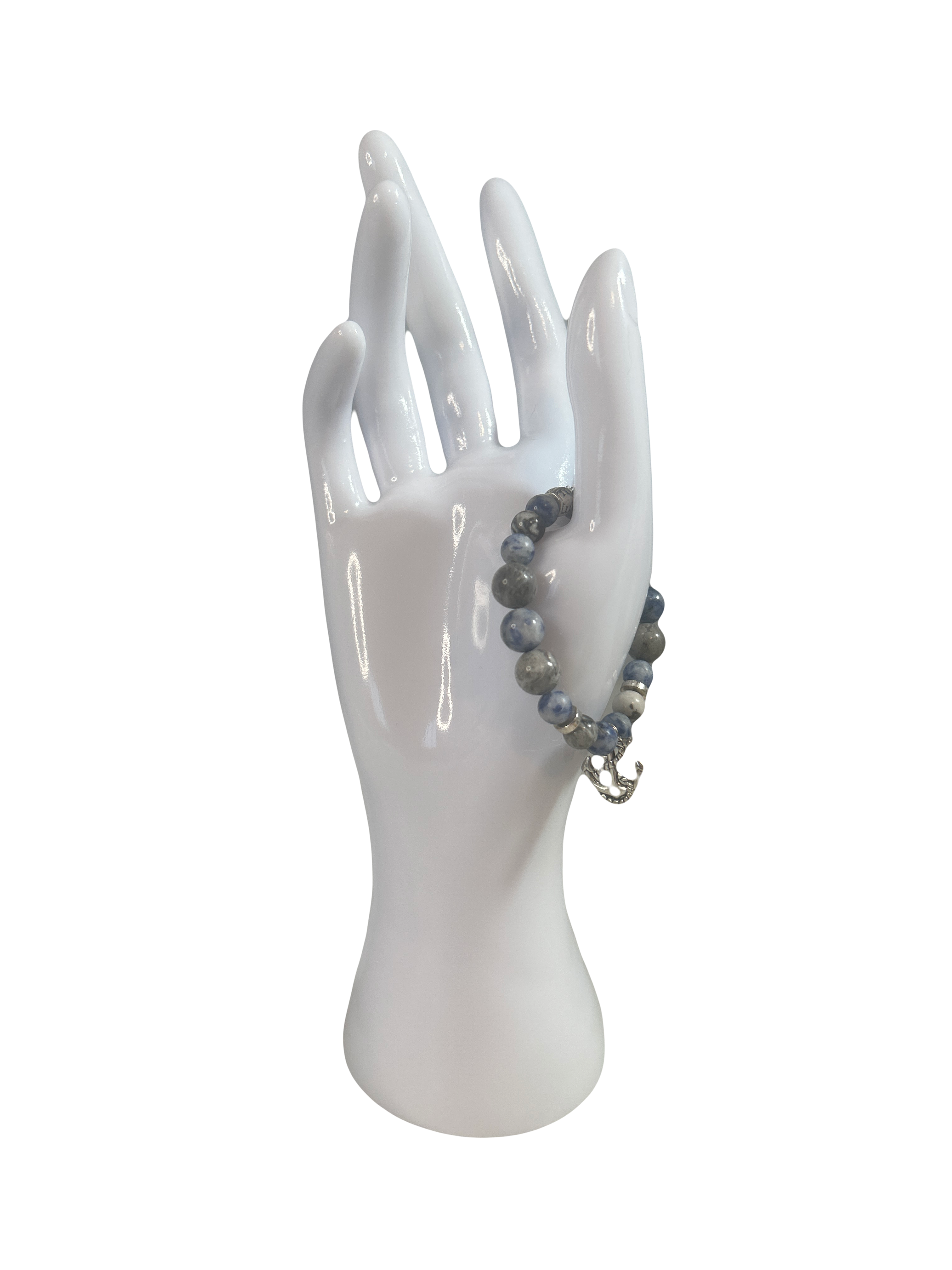 Bracelet enfants 2-5 ans jaspe gris et jaspe pois bleu