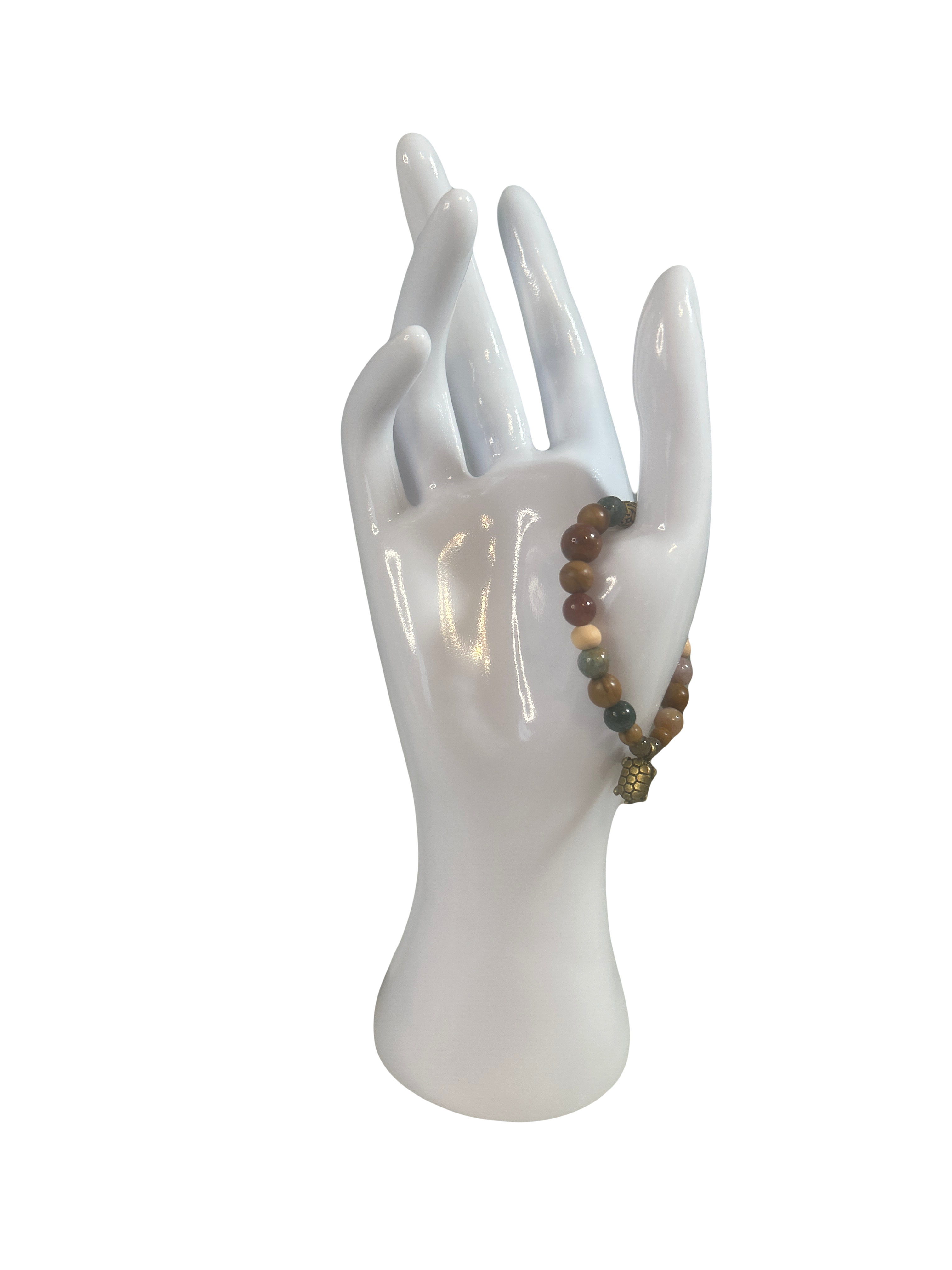 Bracelet bois fossilisé et agate indienne