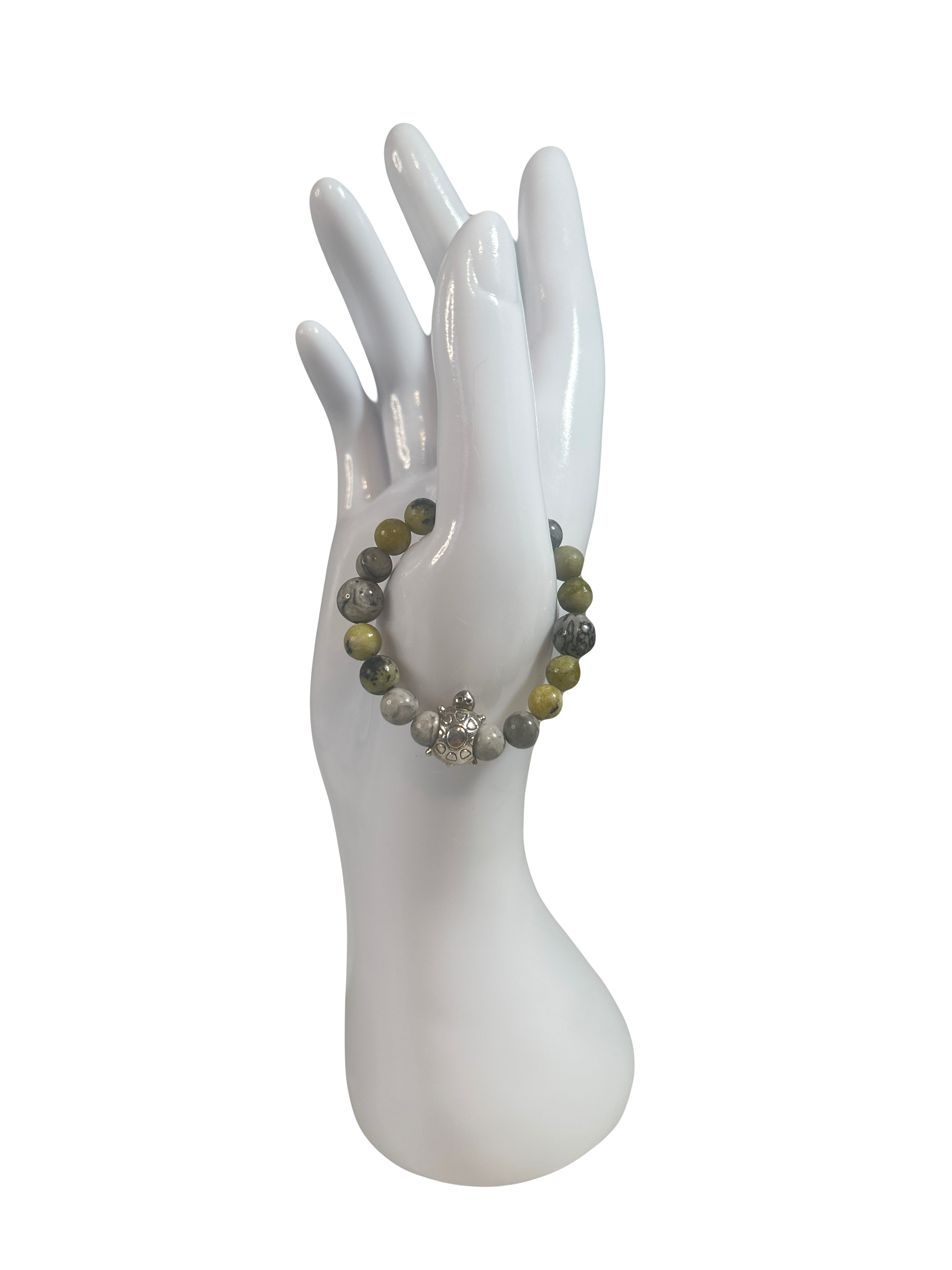 Bracelet enfants 2-5 ans turquoise jaune et jaspe gris