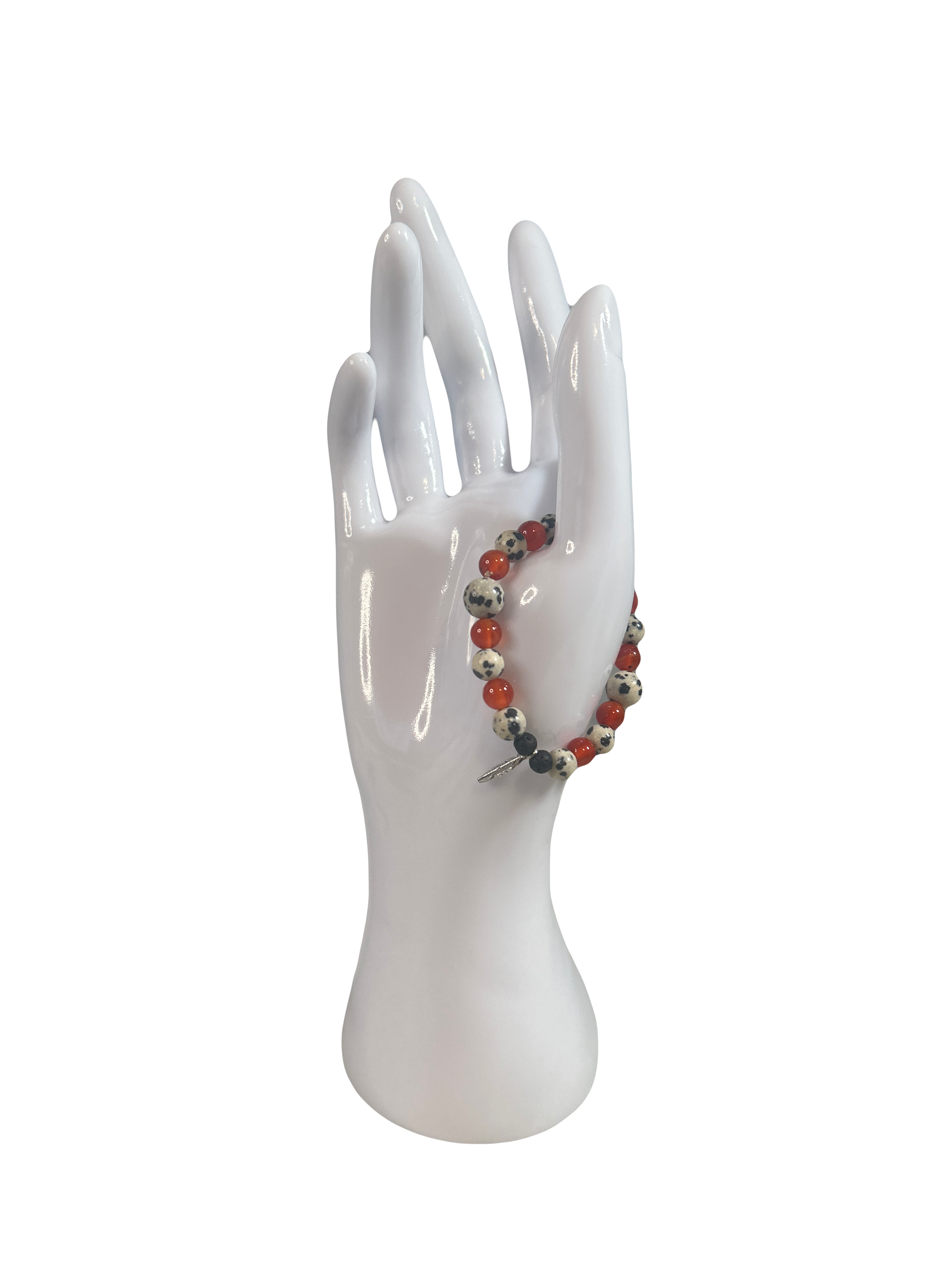 Bracelet enfants 2-5 ans agate rouge, jaspe dalmatien et pierre de lave