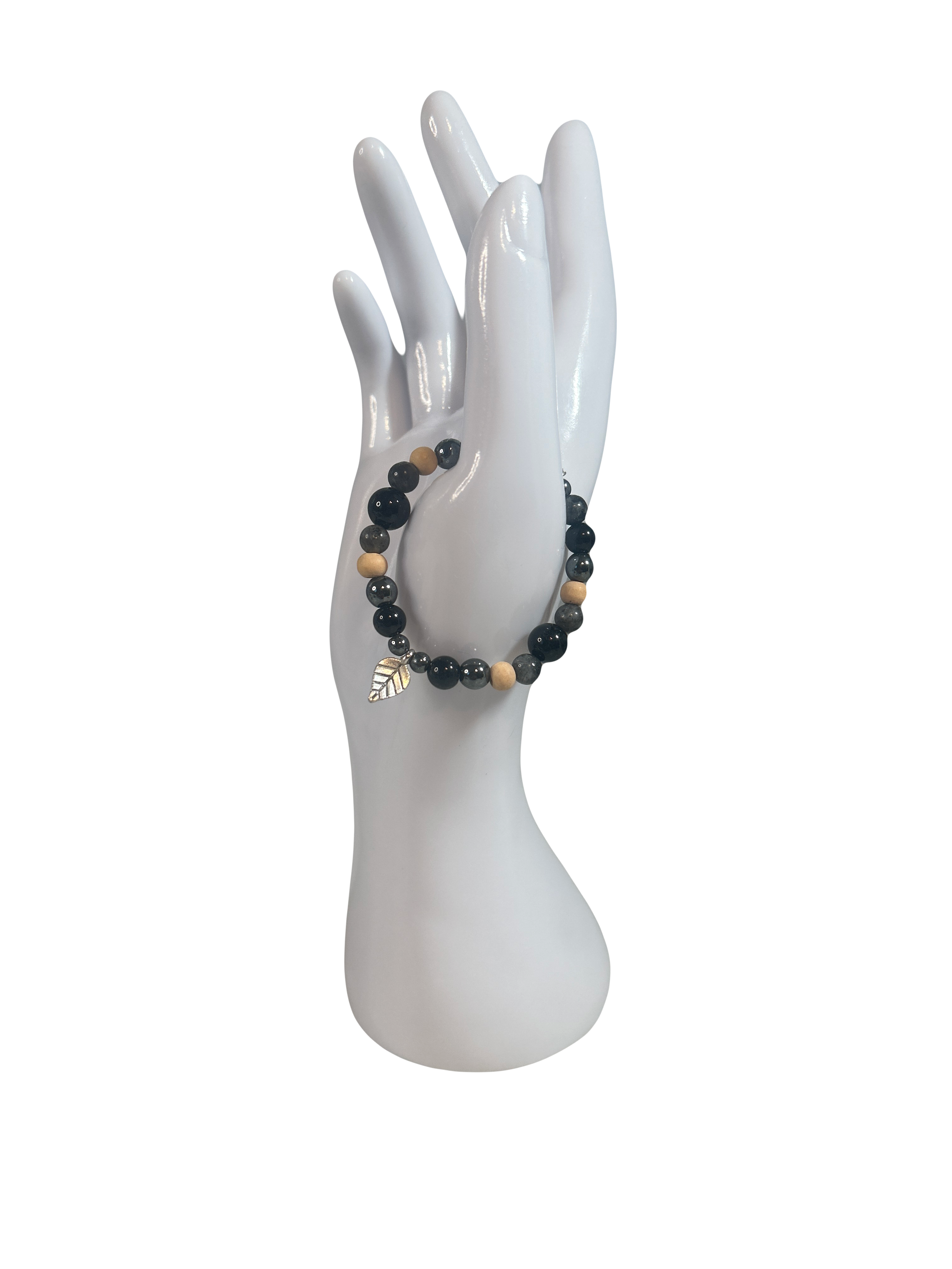 Bracelet enfants 2-5 ans obsidienne, larvikite et hématite