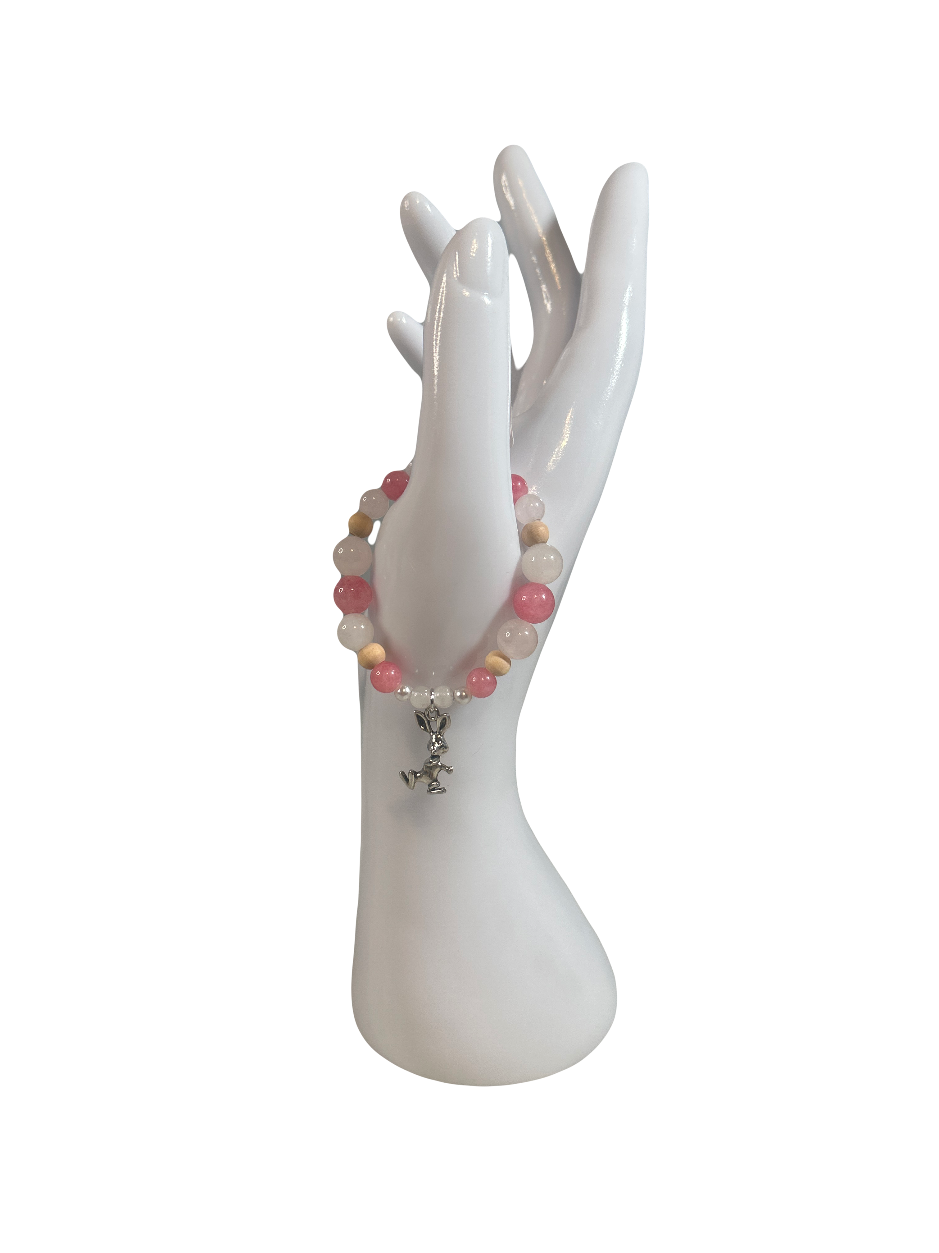 Bracelet enfants 6-12 ans quartz rose et rhodochrosite