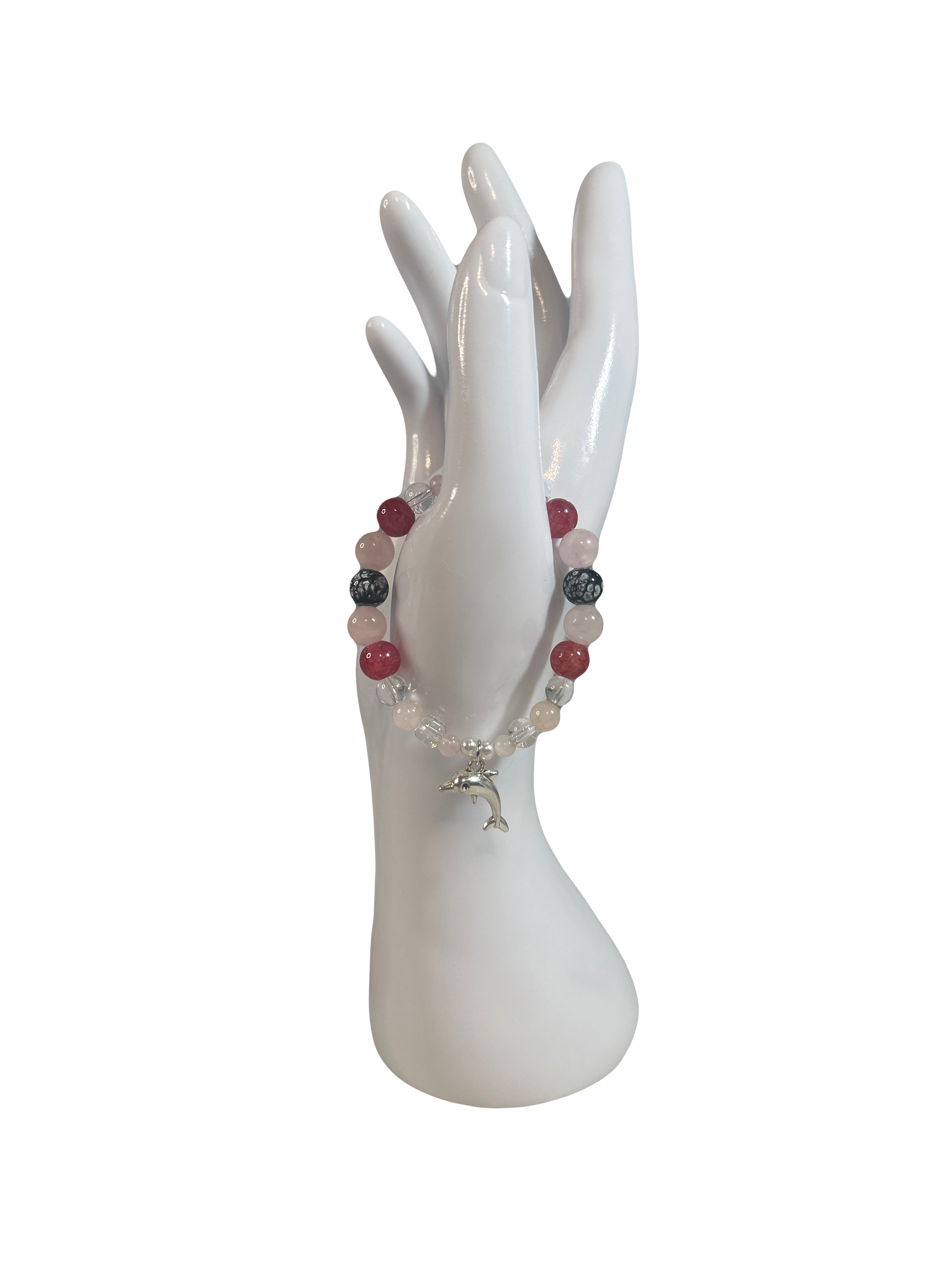 Bracelet enfants 6-12 ans quartz rose et cristal de roche