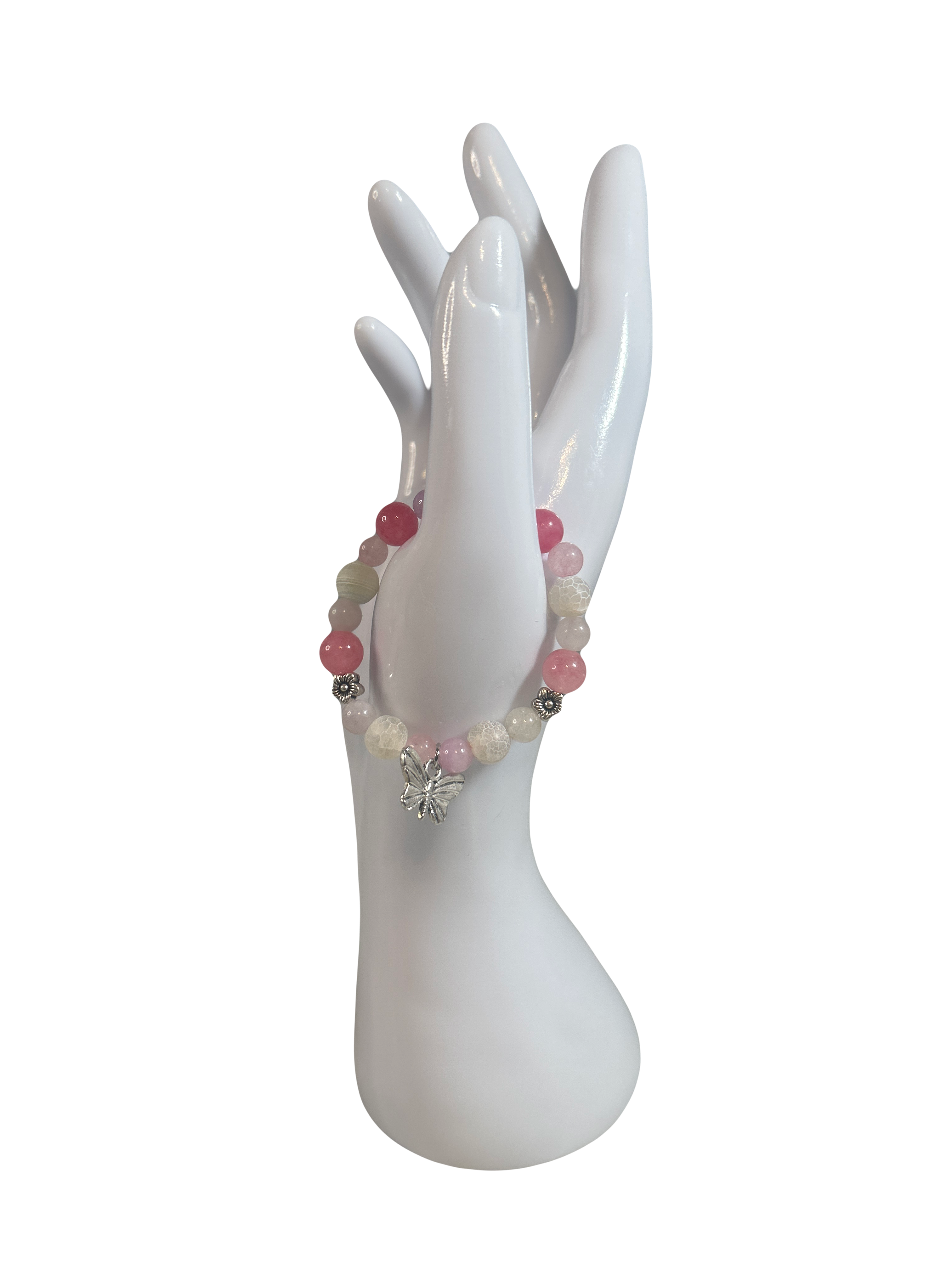 Bracelet enfants 6-12 ans rhodochrosite et morganite