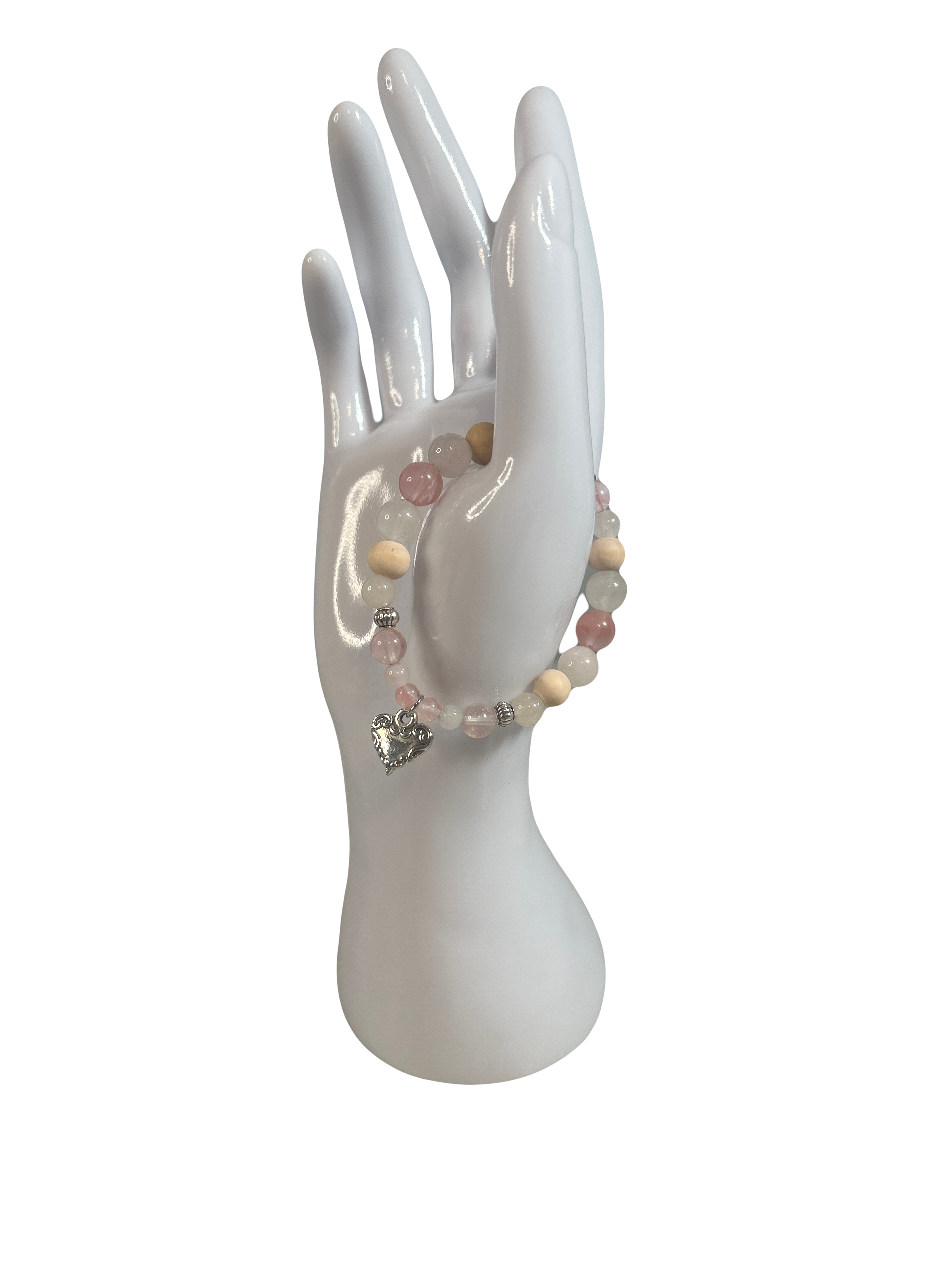 Bracelet enfants 6-12 ans quartz cerise et quartz blanc