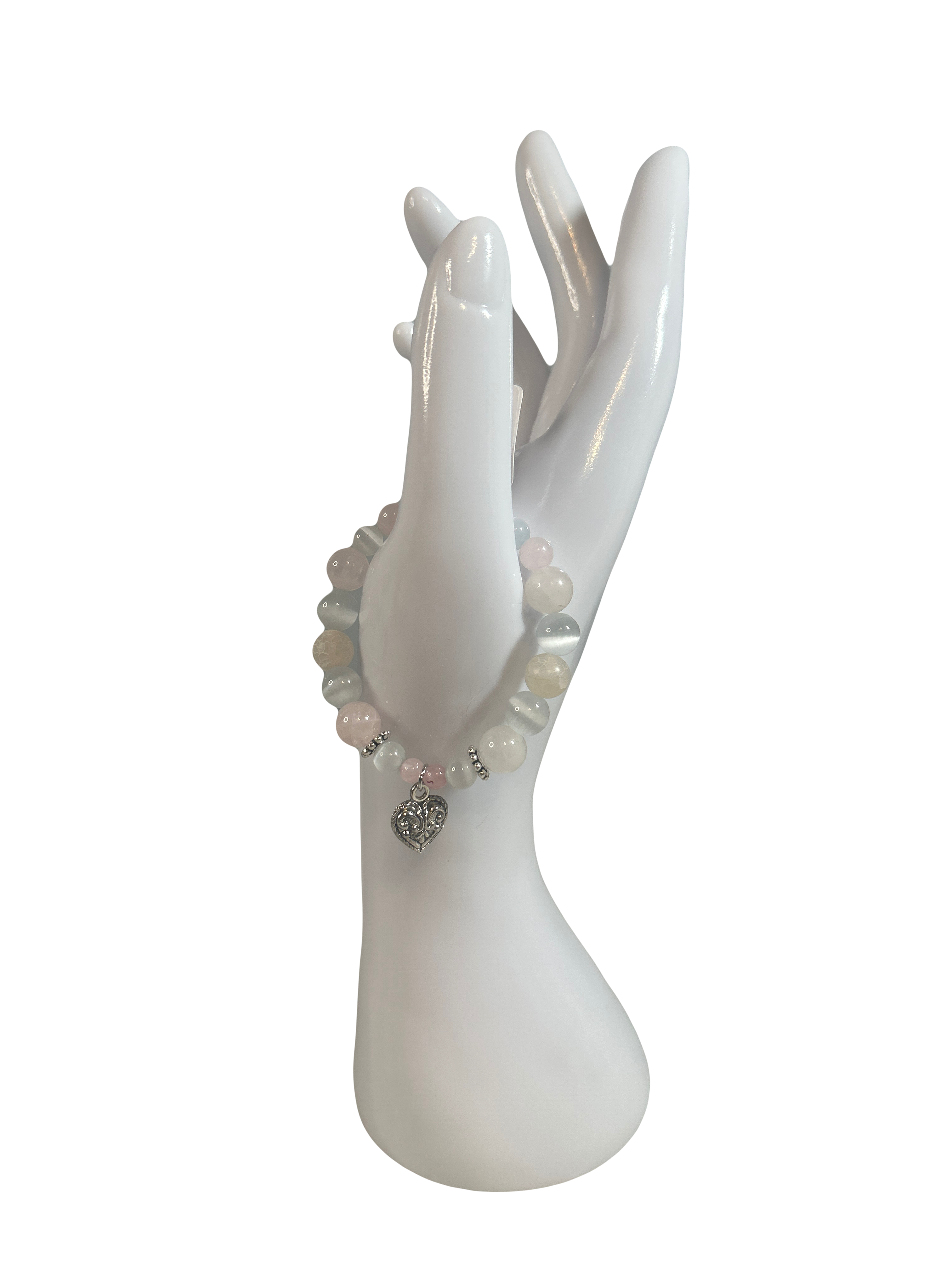 Bracelet enfants 6-12 ans pierre de lune et quartz rose