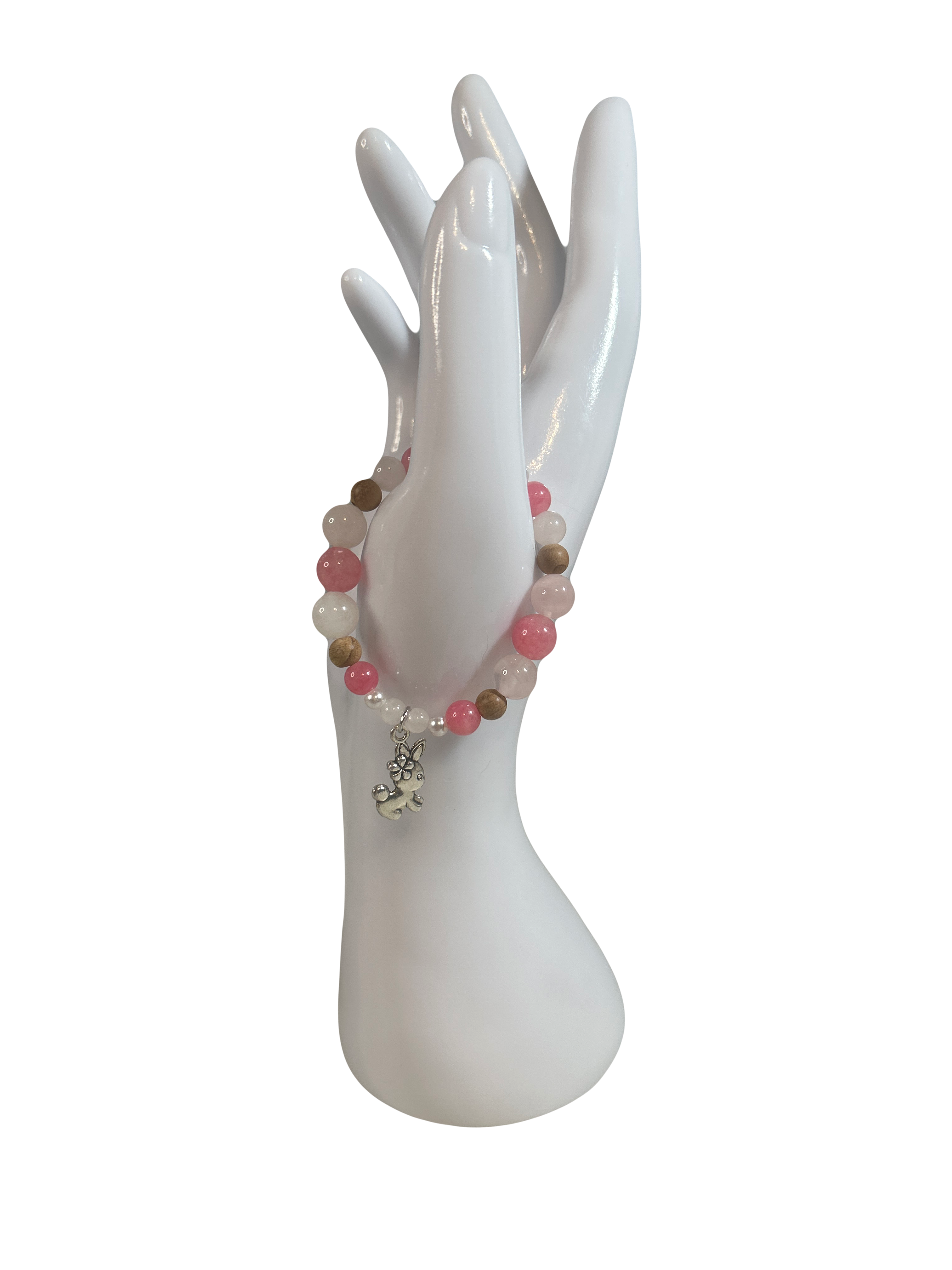 Bracelet enfants 6-12 ans quartz rose et rhodochrosite