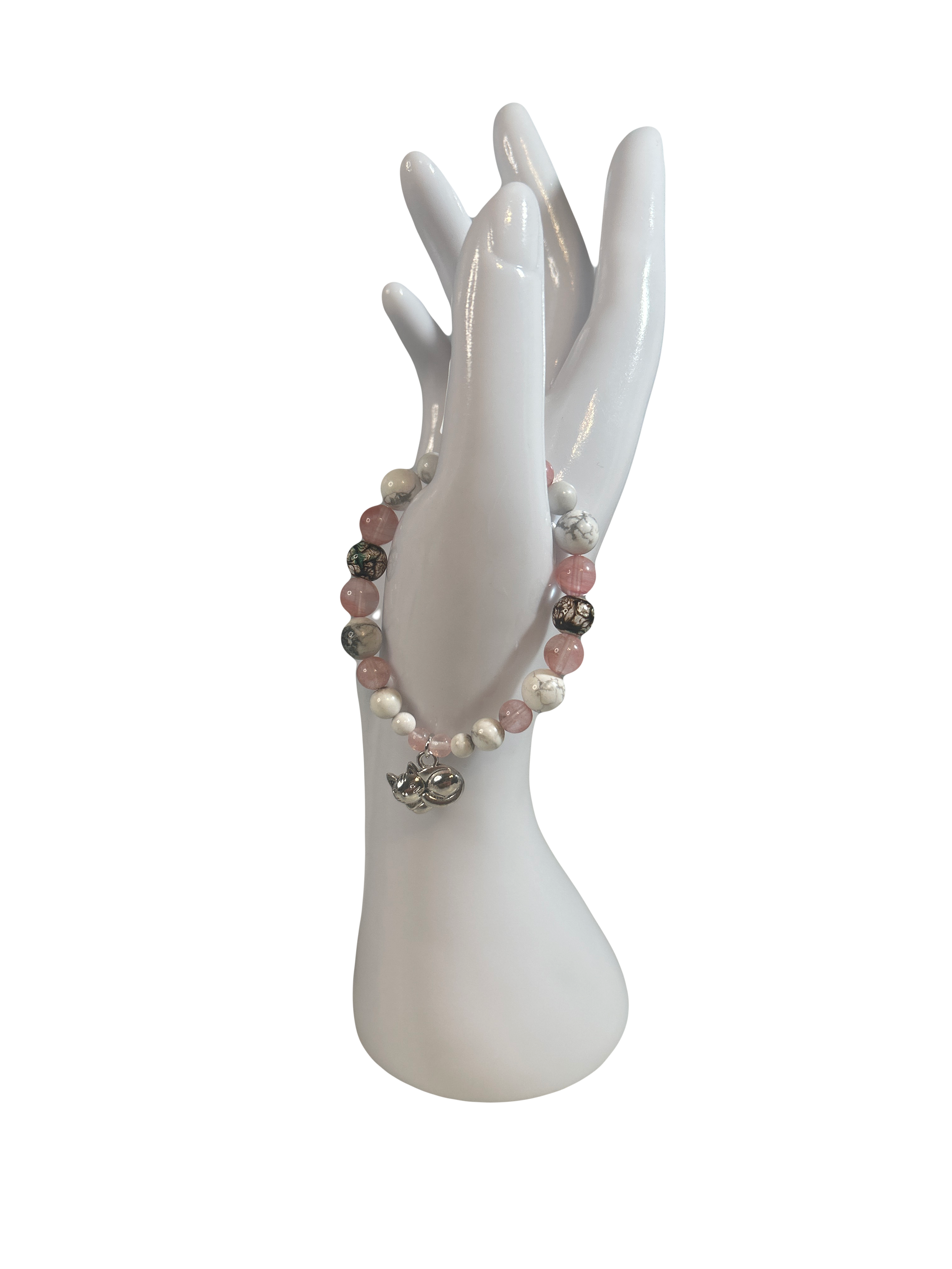 Bracelet enfants 6-12 ans quartz cerise et howlite