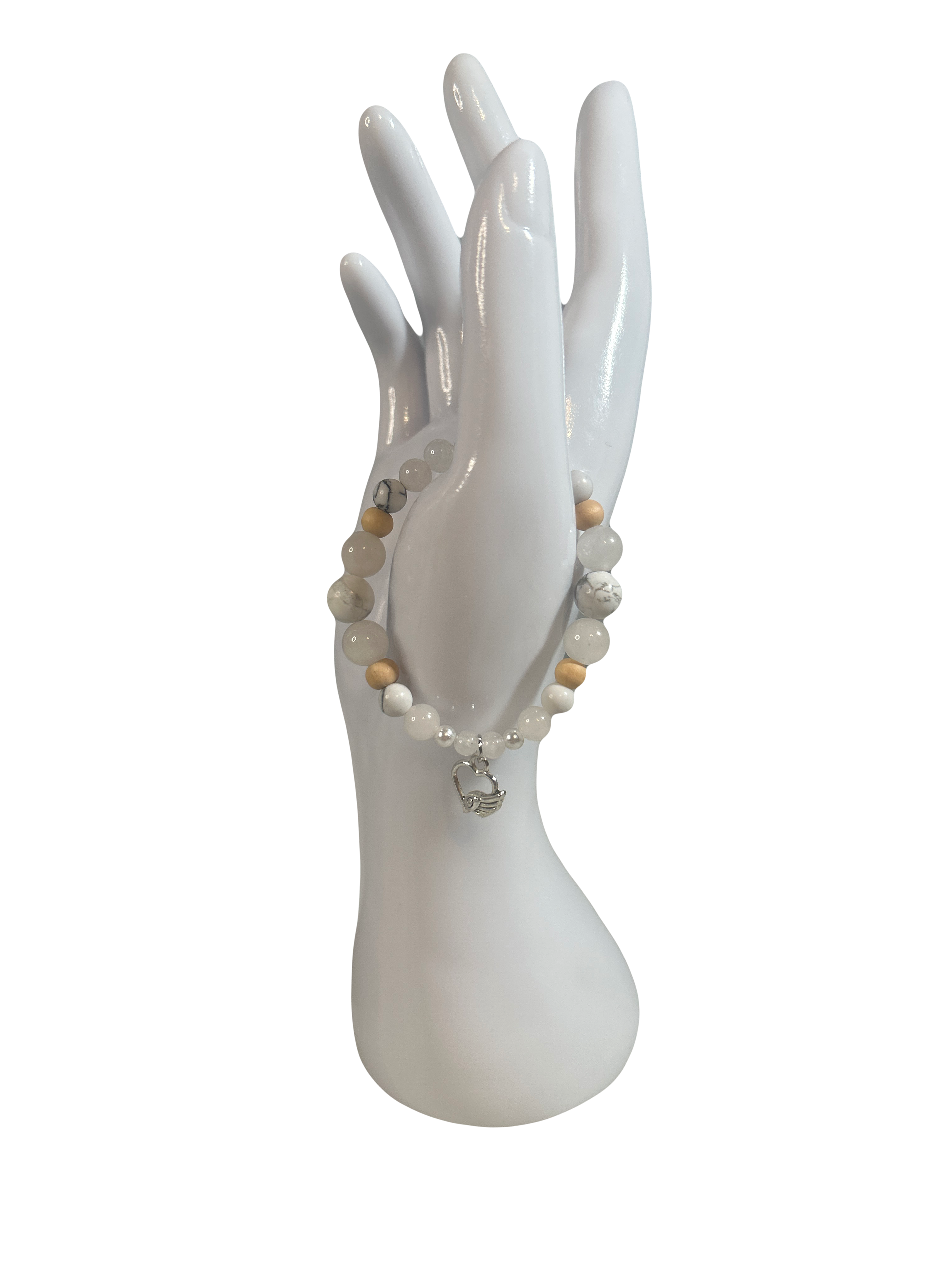 Bracelet enfants 6-12 ans quartz blanc et howlite