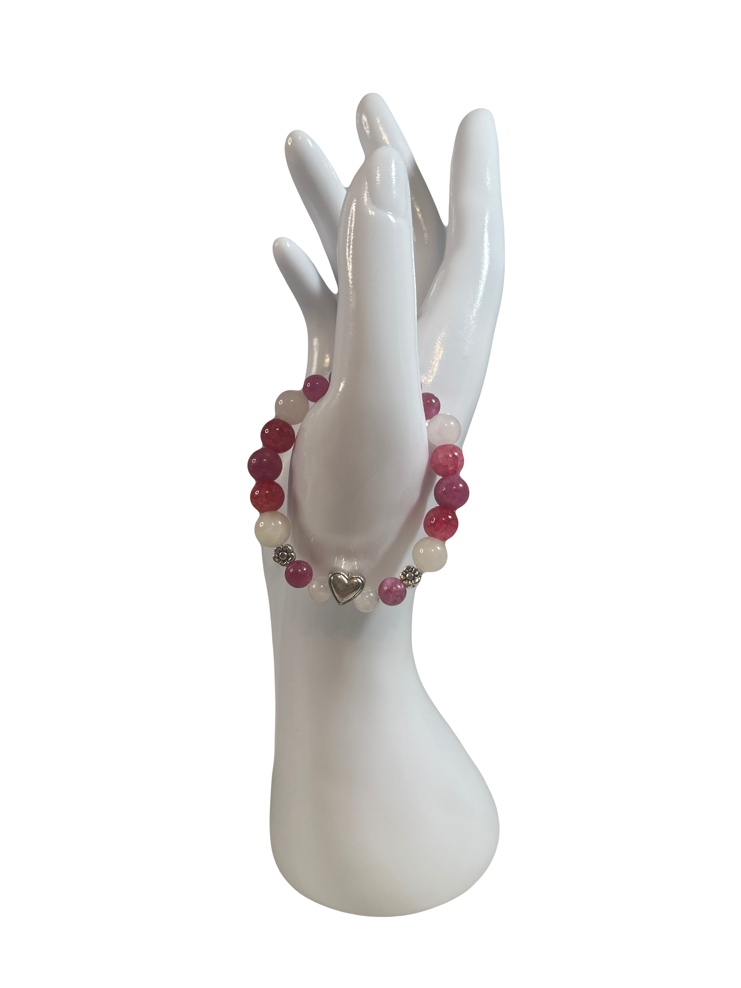 Bracelet enfants 6-12 ans quartz fraise et quartz blanc