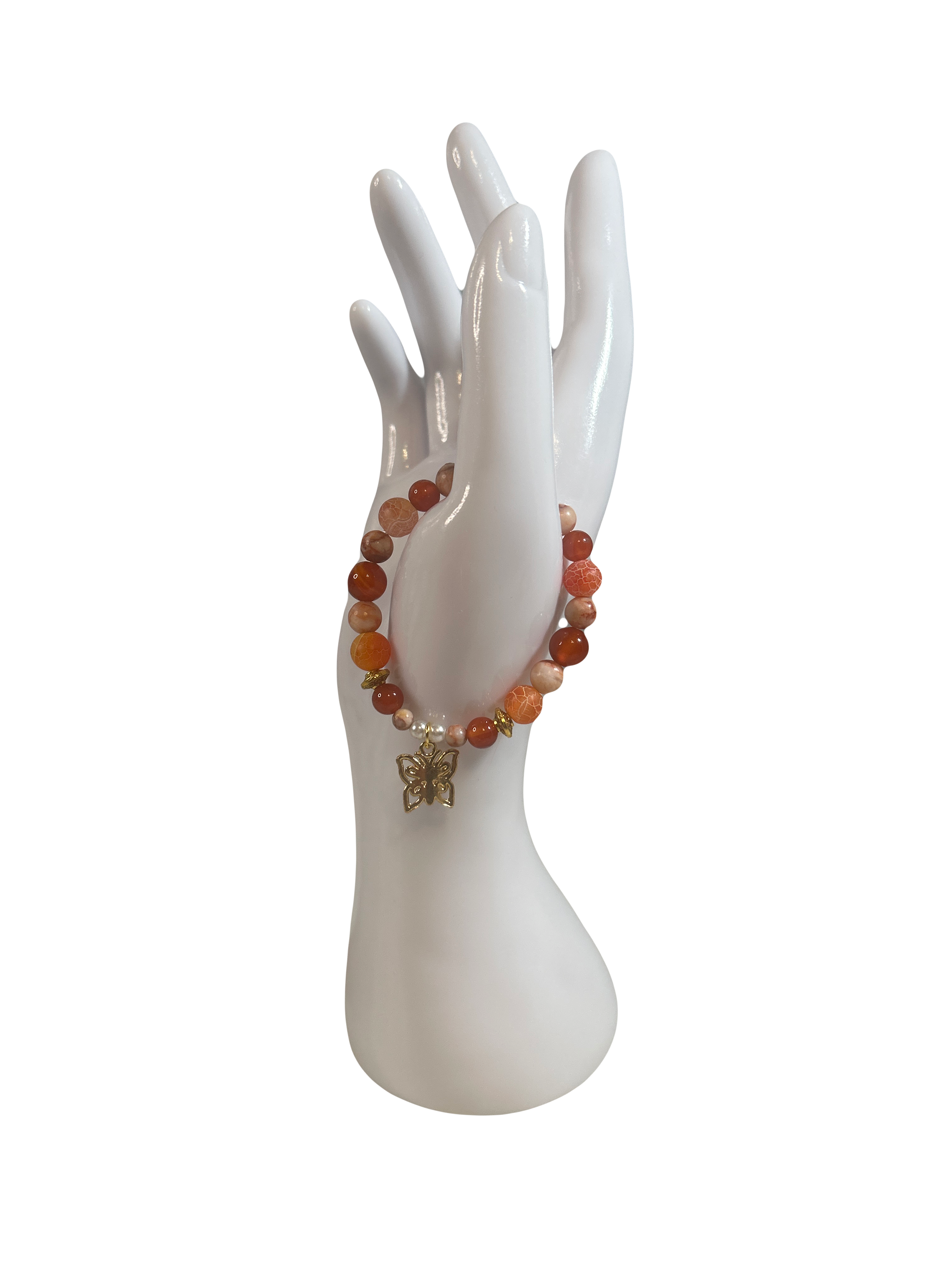 Bracelet enfants 6-12 ans jade rouge et jaspe orangé