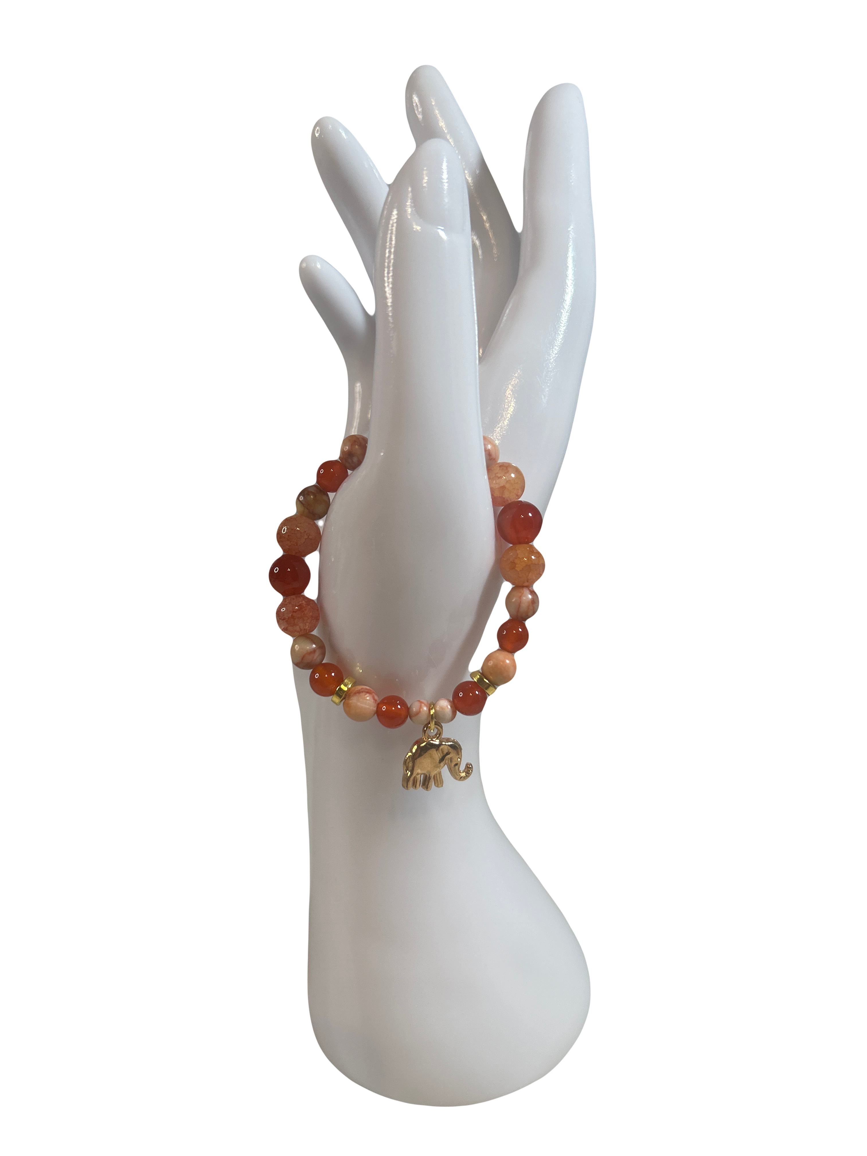 Bracelet enfants 6-12 ans jade rouge et jaspe orangé