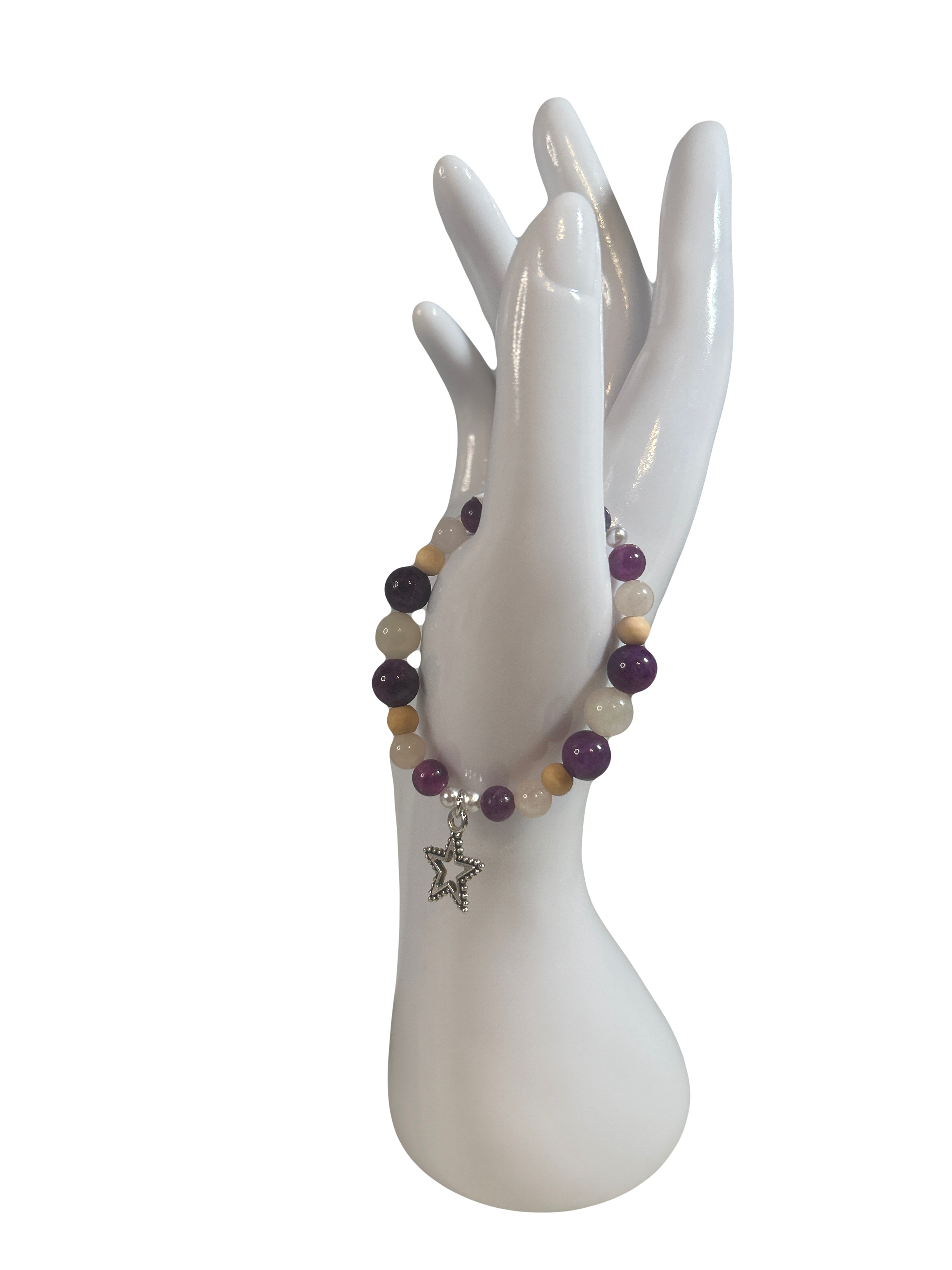 Bracelet enfants 6-12 ans quartz blanc et améthyste