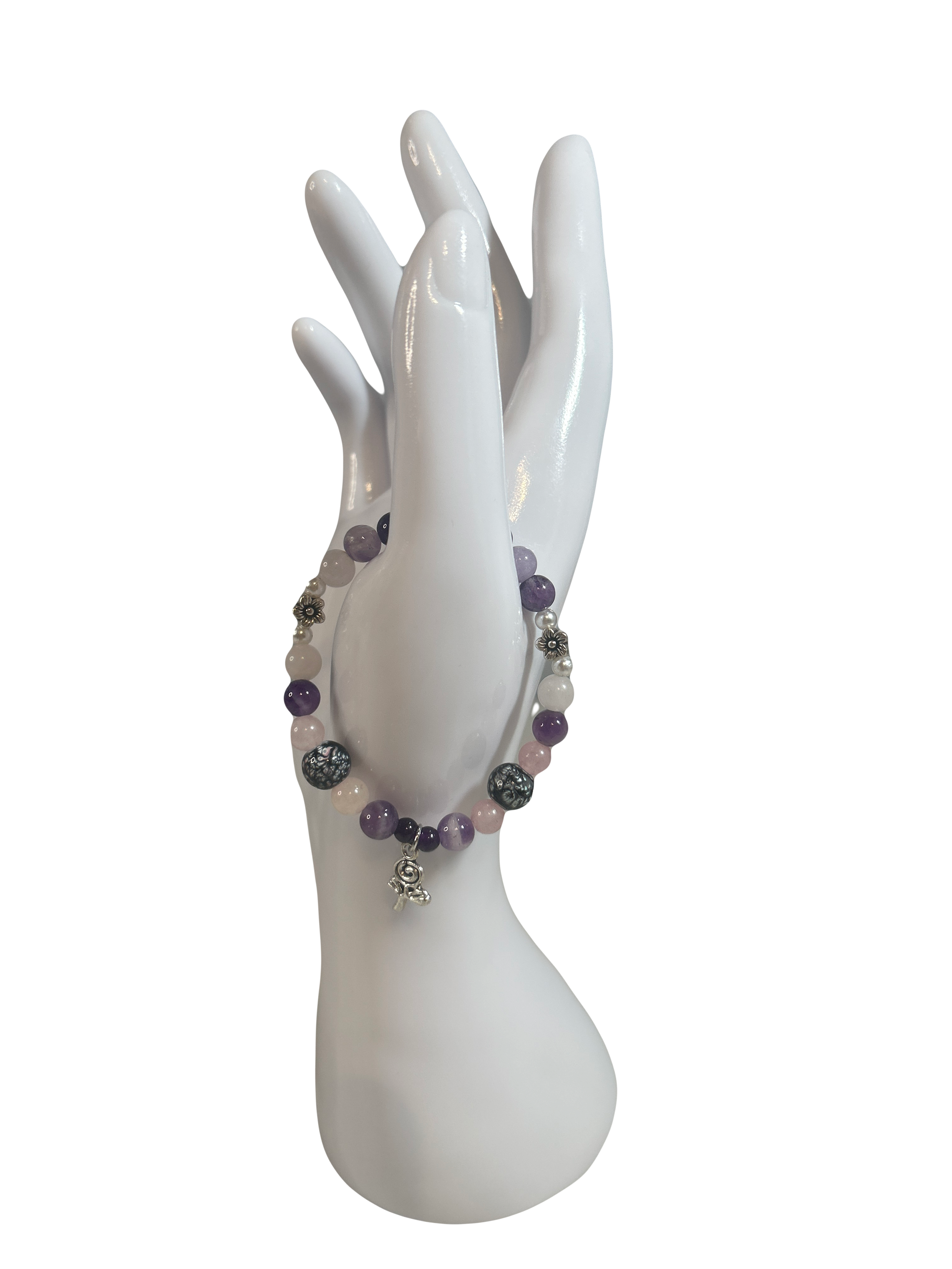 Bracelet enfants 6-12 ans morganite et améthyste