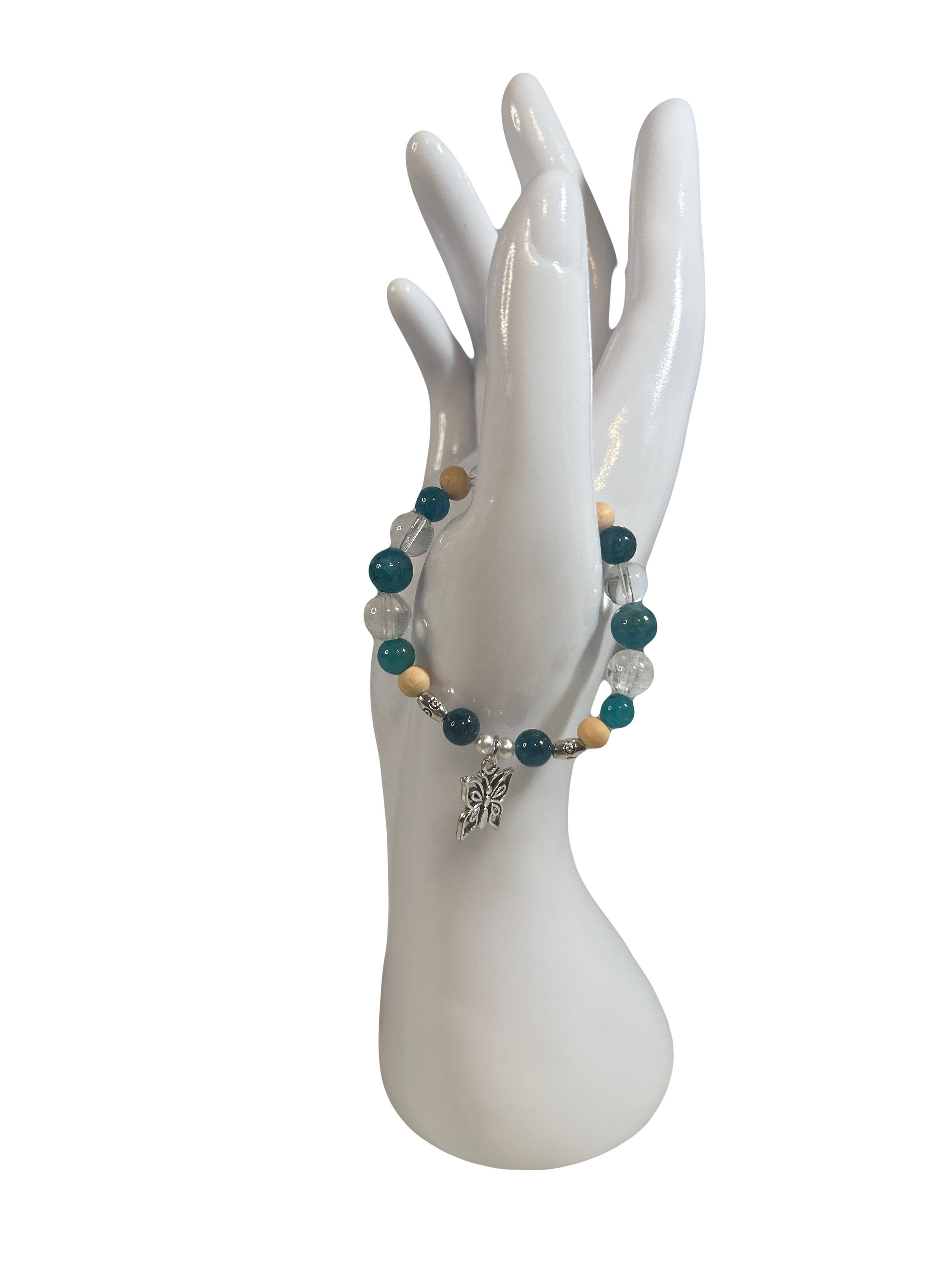 Bracelet enfants 6-12 ans apatite bleu et cristal de roche