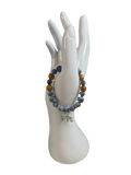 Bracelet enfants 6-12 ans jaspe pois bleu