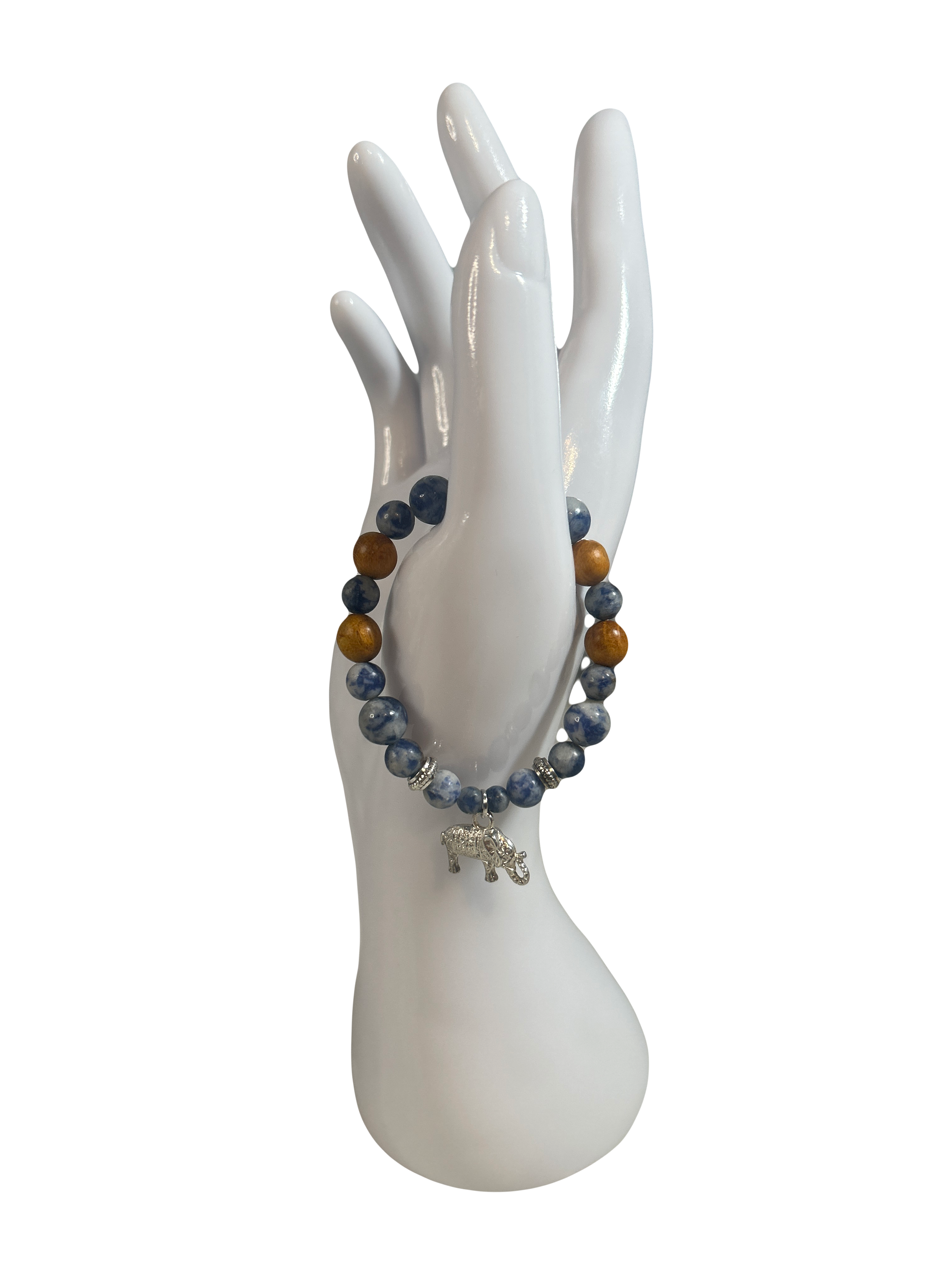 Bracelet enfants 6-12 ans jaspe pois bleu