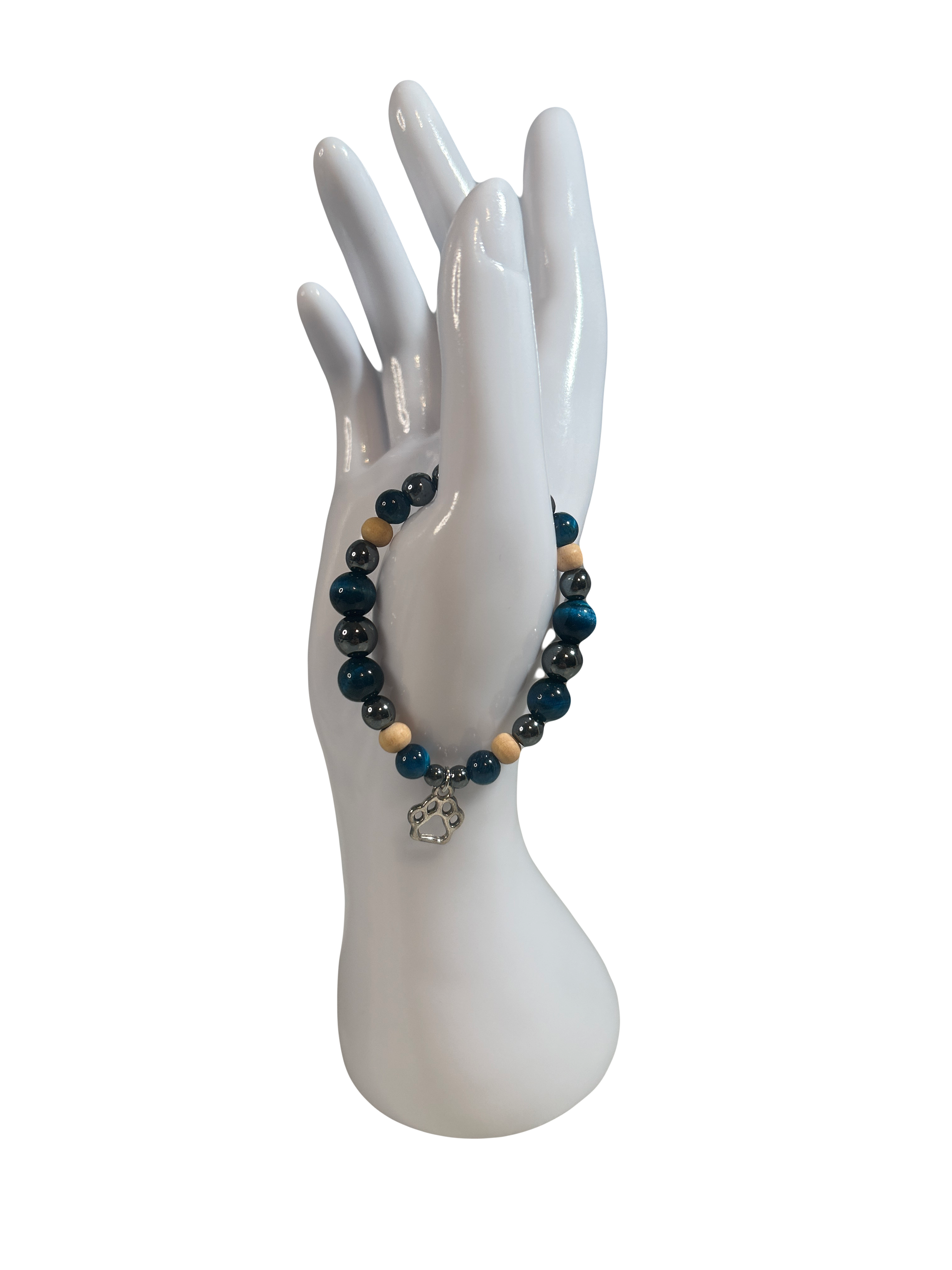 Bracelet enfants 6-12 ans œil de tigre bleu et hématite