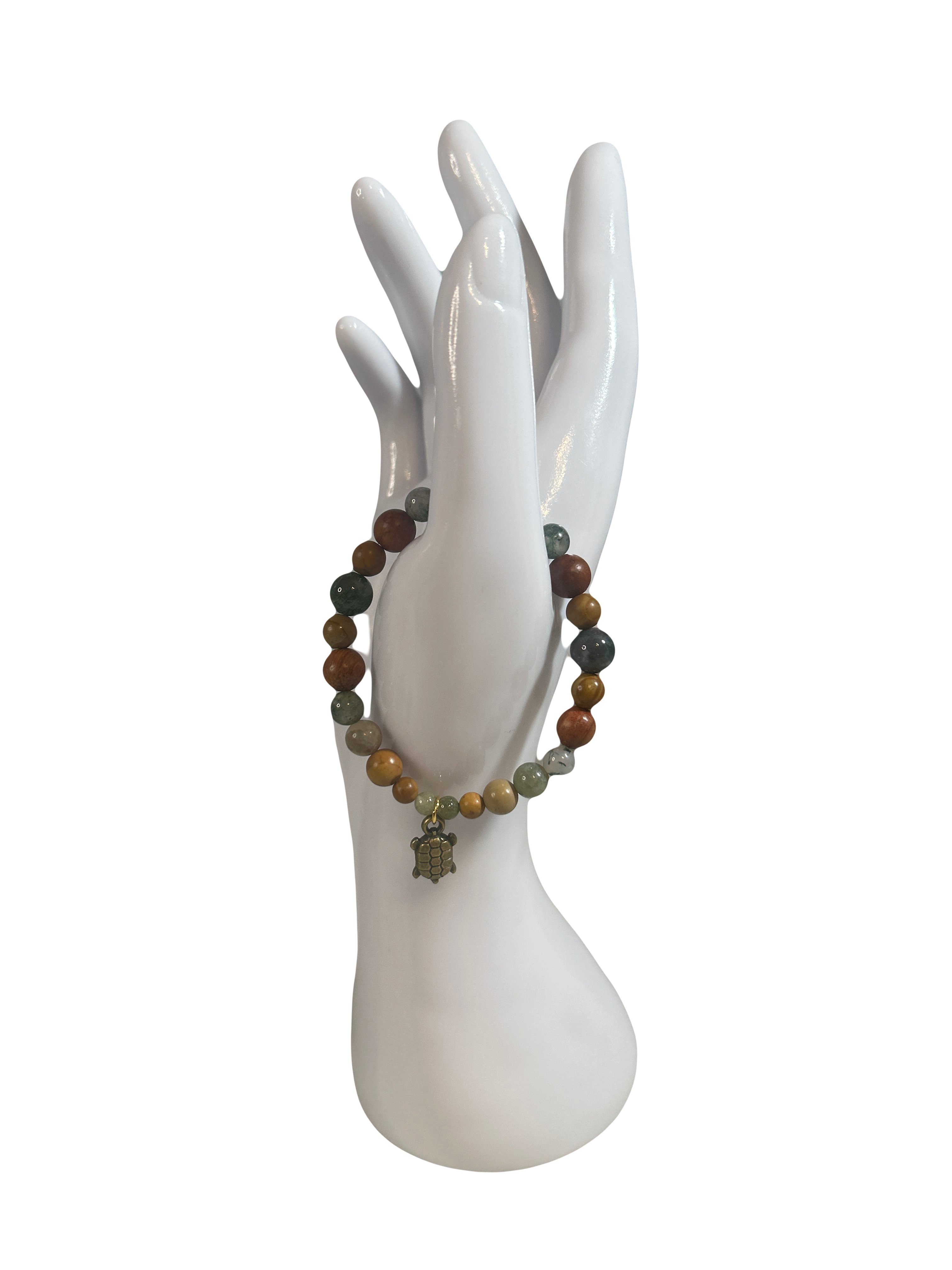 Bracelet enfants 6-12 ans agate indienne et bois fossilisé