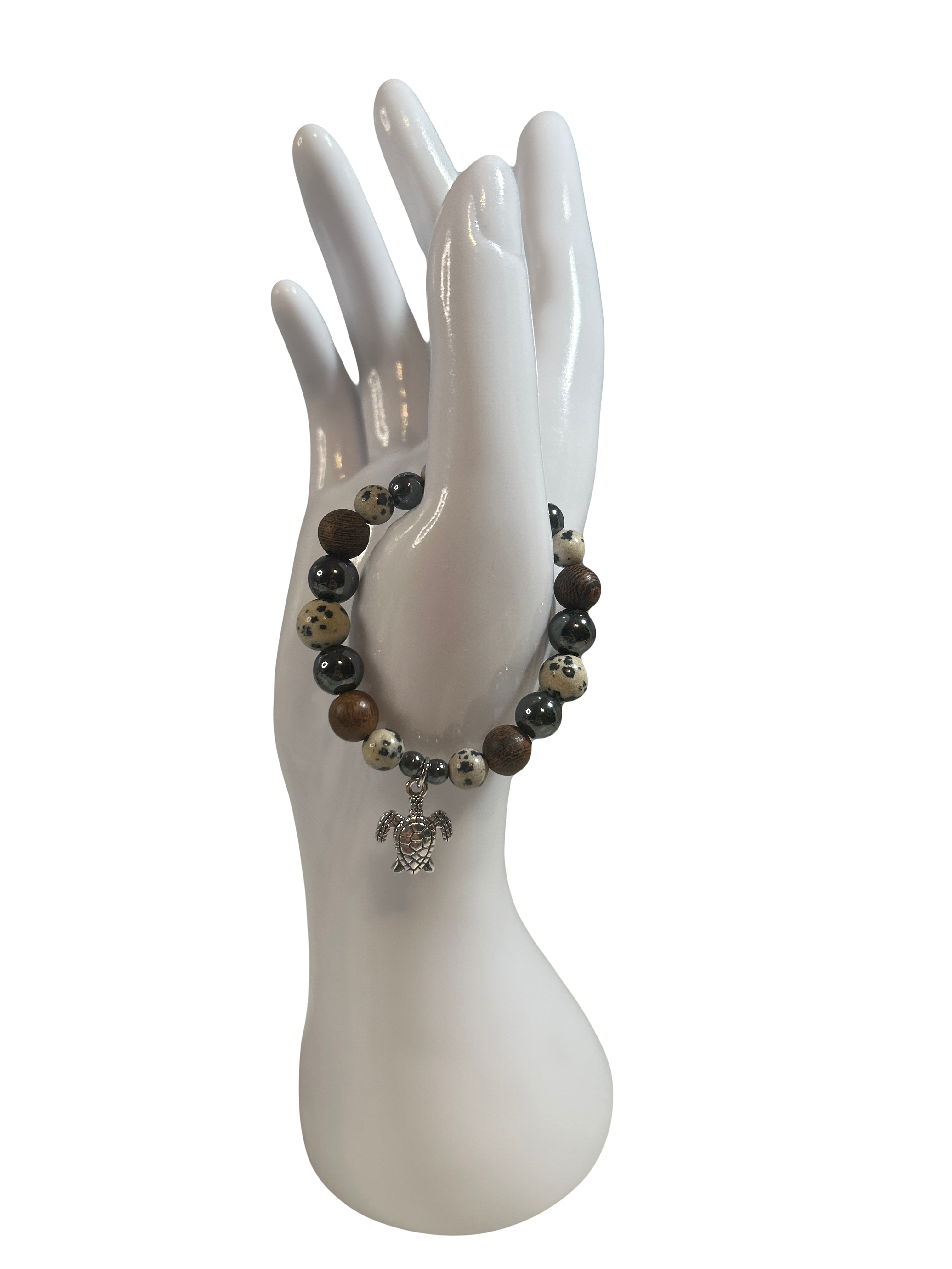 Bracelet enfants 6-12 ans hématite et jaspe dalmatien