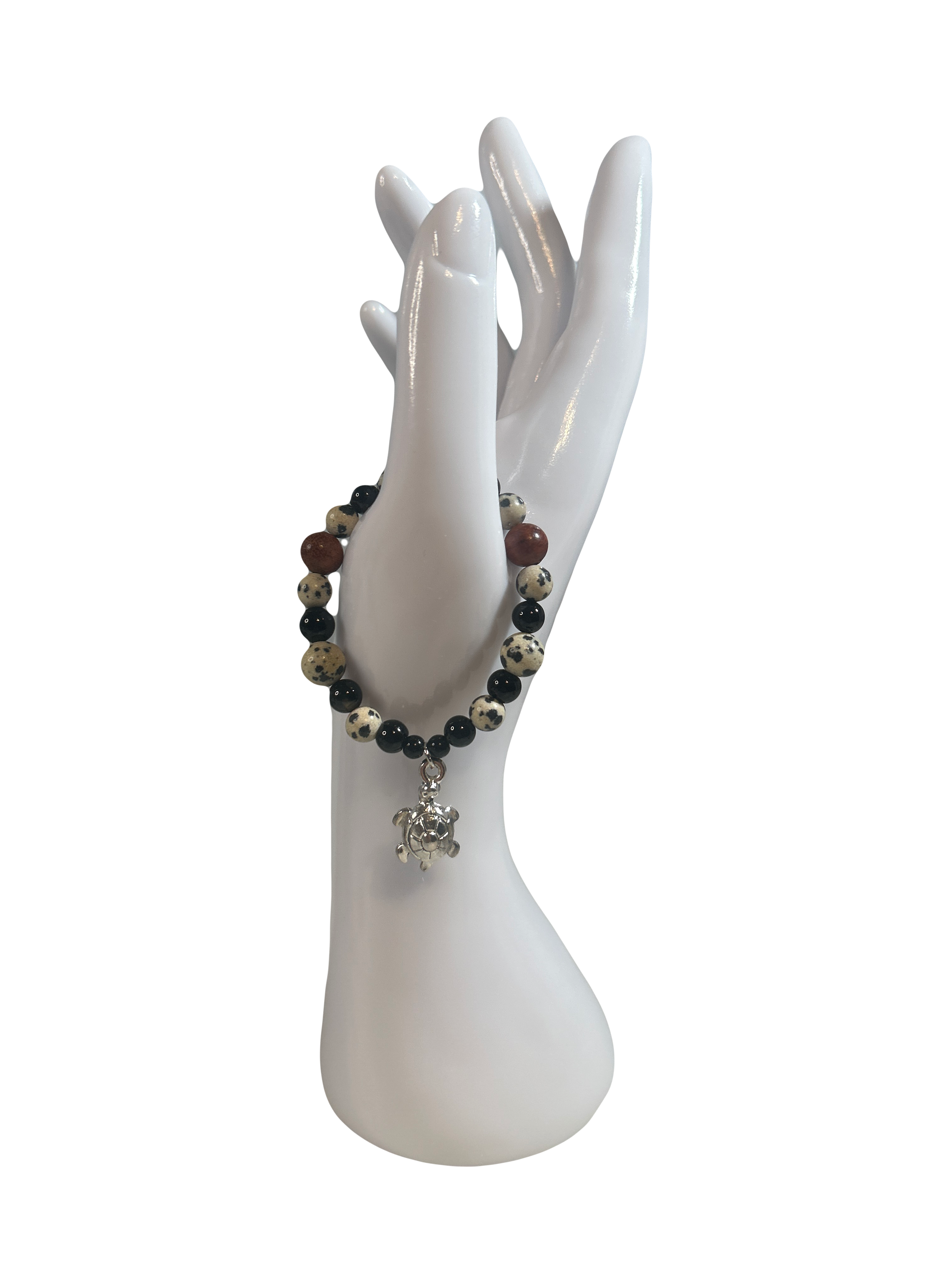 Bracelet enfants 6-12 ans obsidienne et jaspe dalmatien