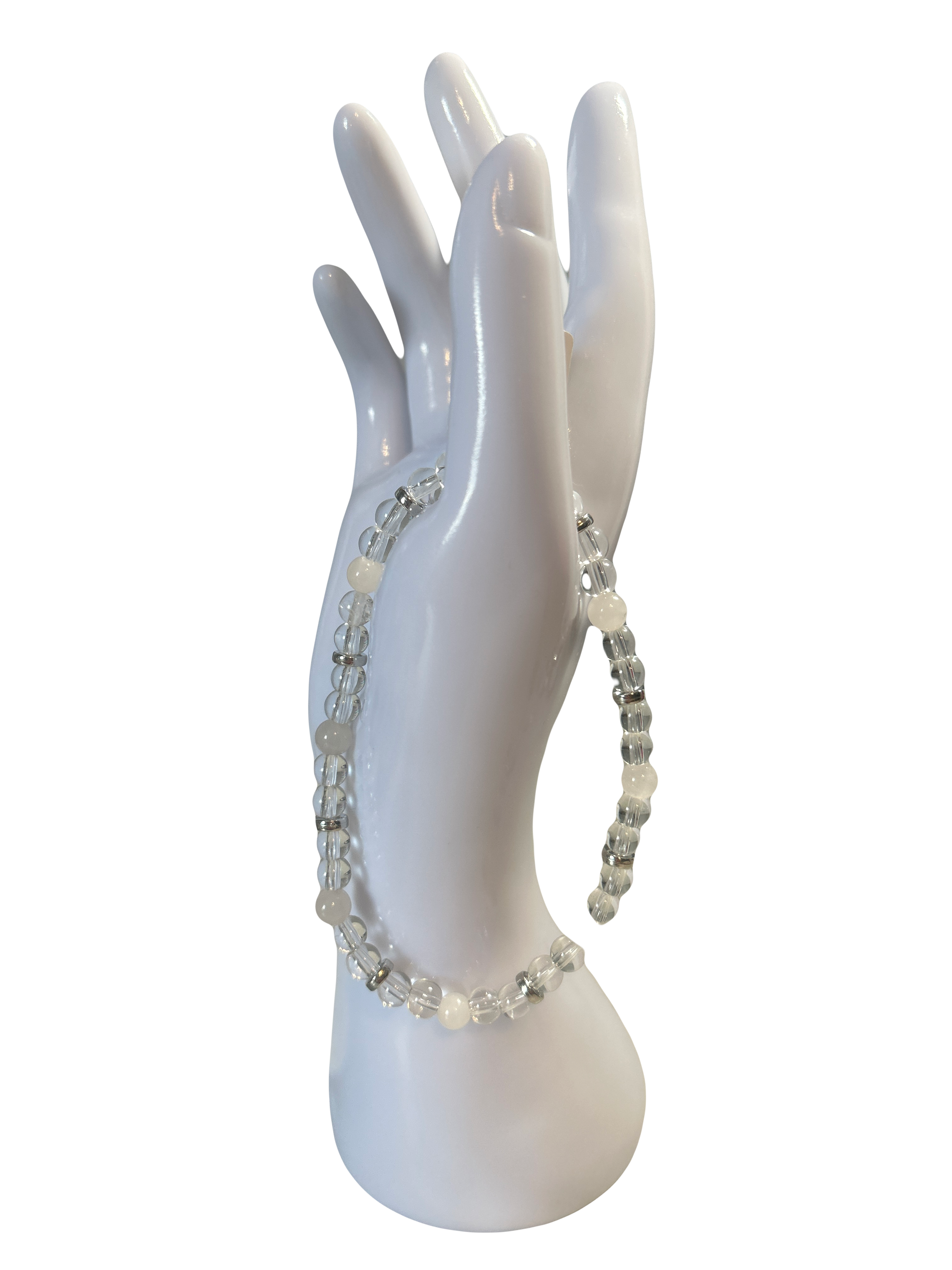 Bracelet pour cheville cristal de roche et quartz rose