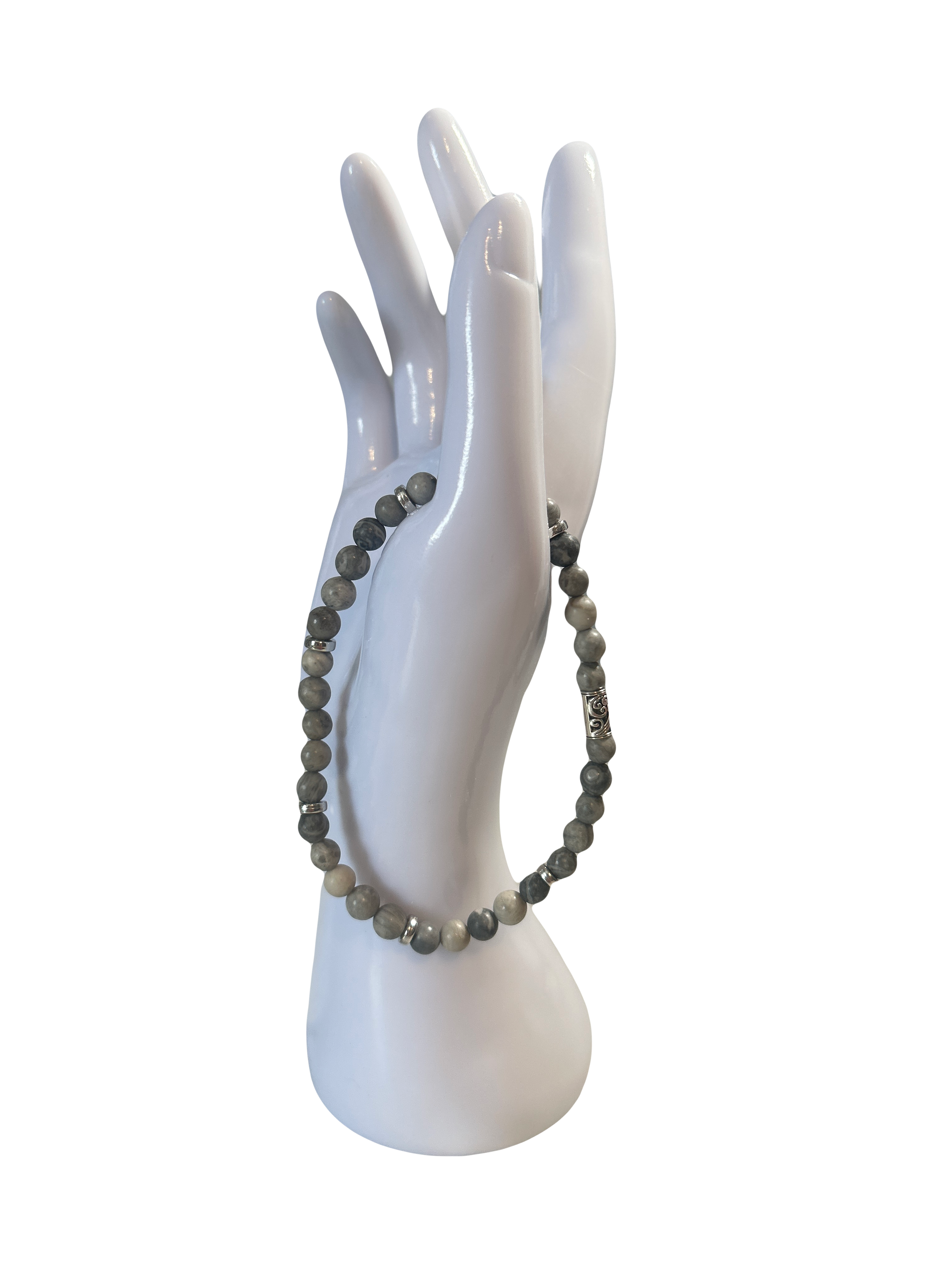 Bracelet pour cheville jaspe gris