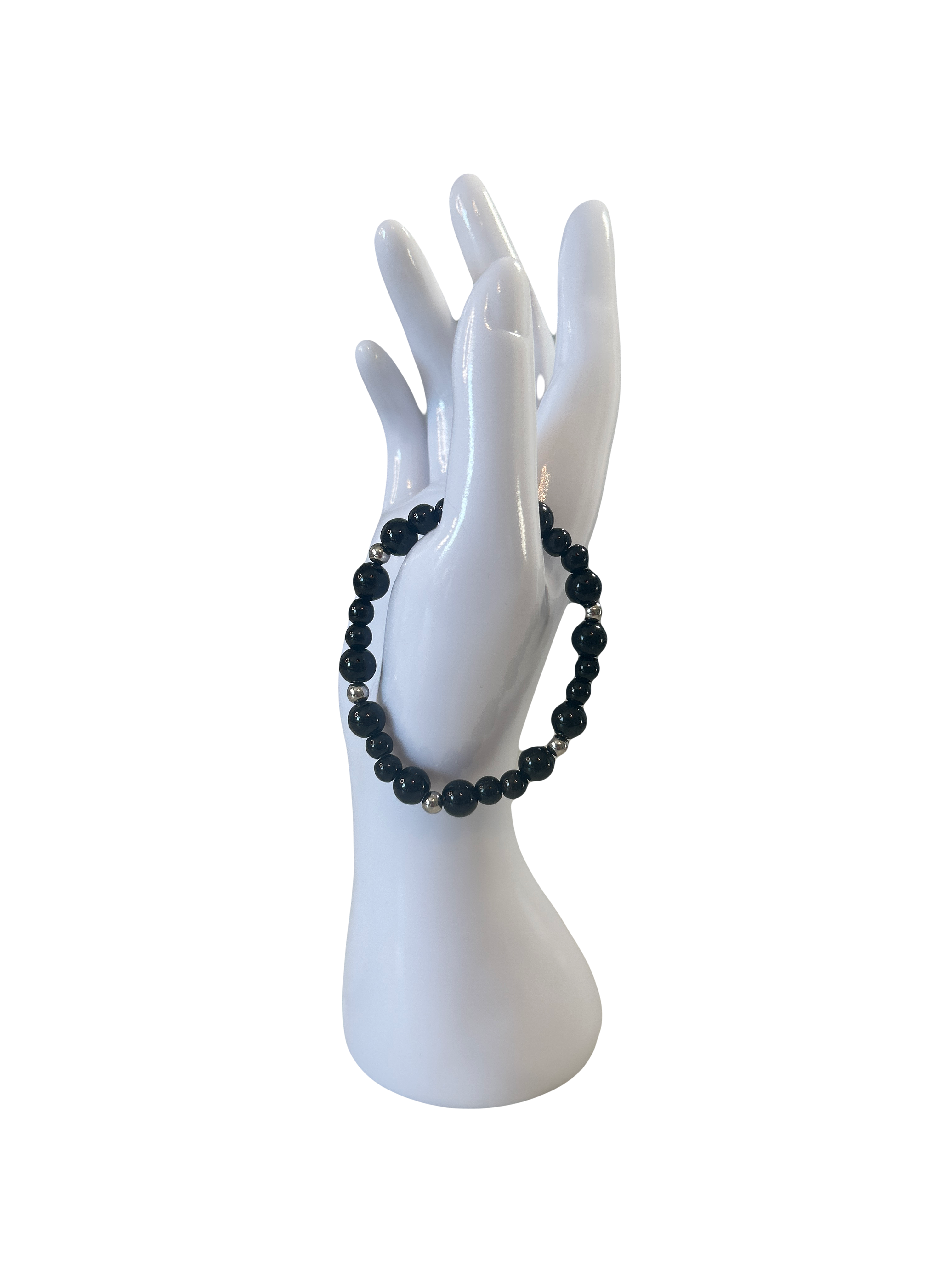 Bracelet acier inoxydable obsidienne
