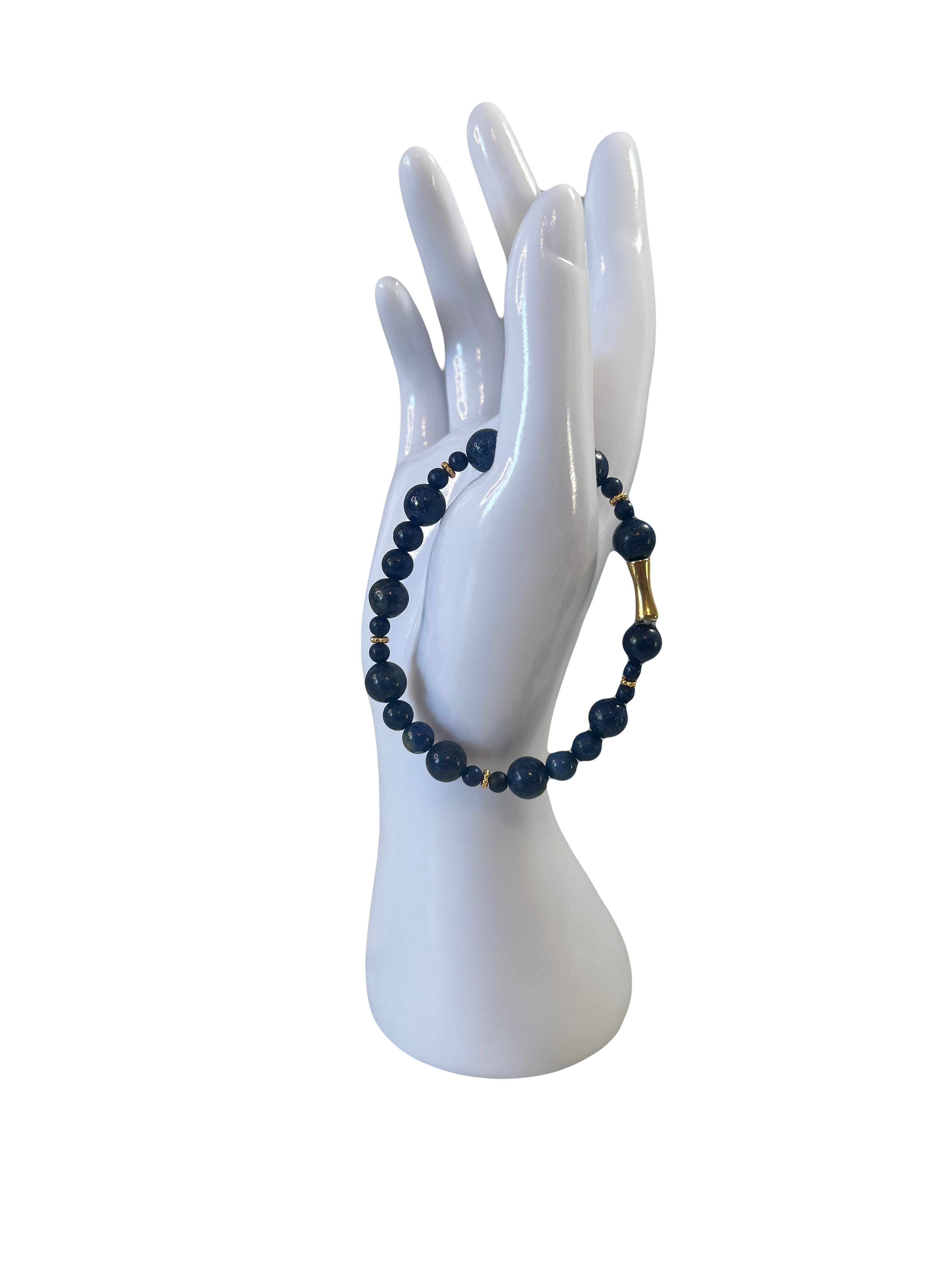 Bracelet acier inoxydable pierre de sable d’or bleu