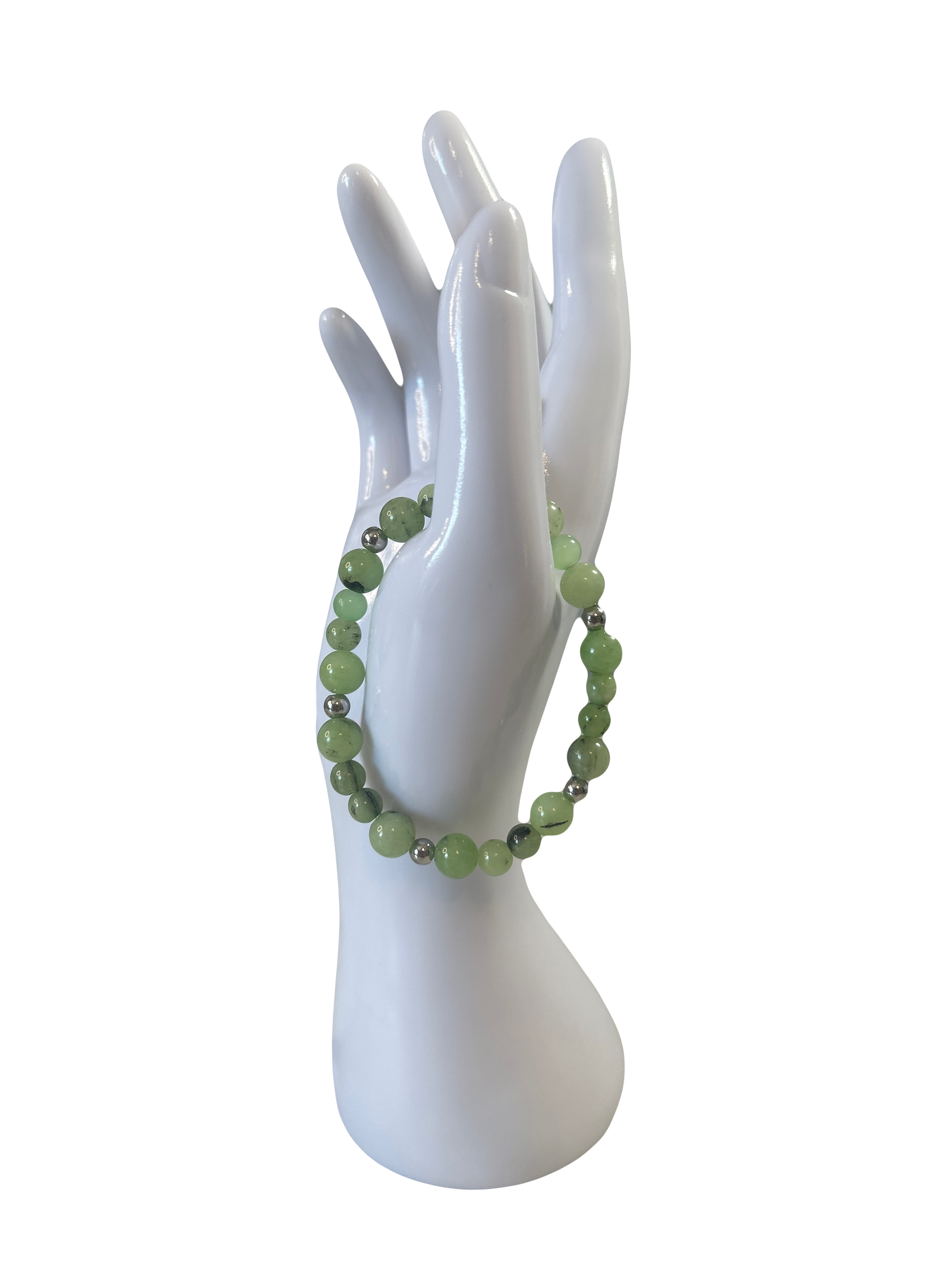 Bracelet acier inoxydable prehnite