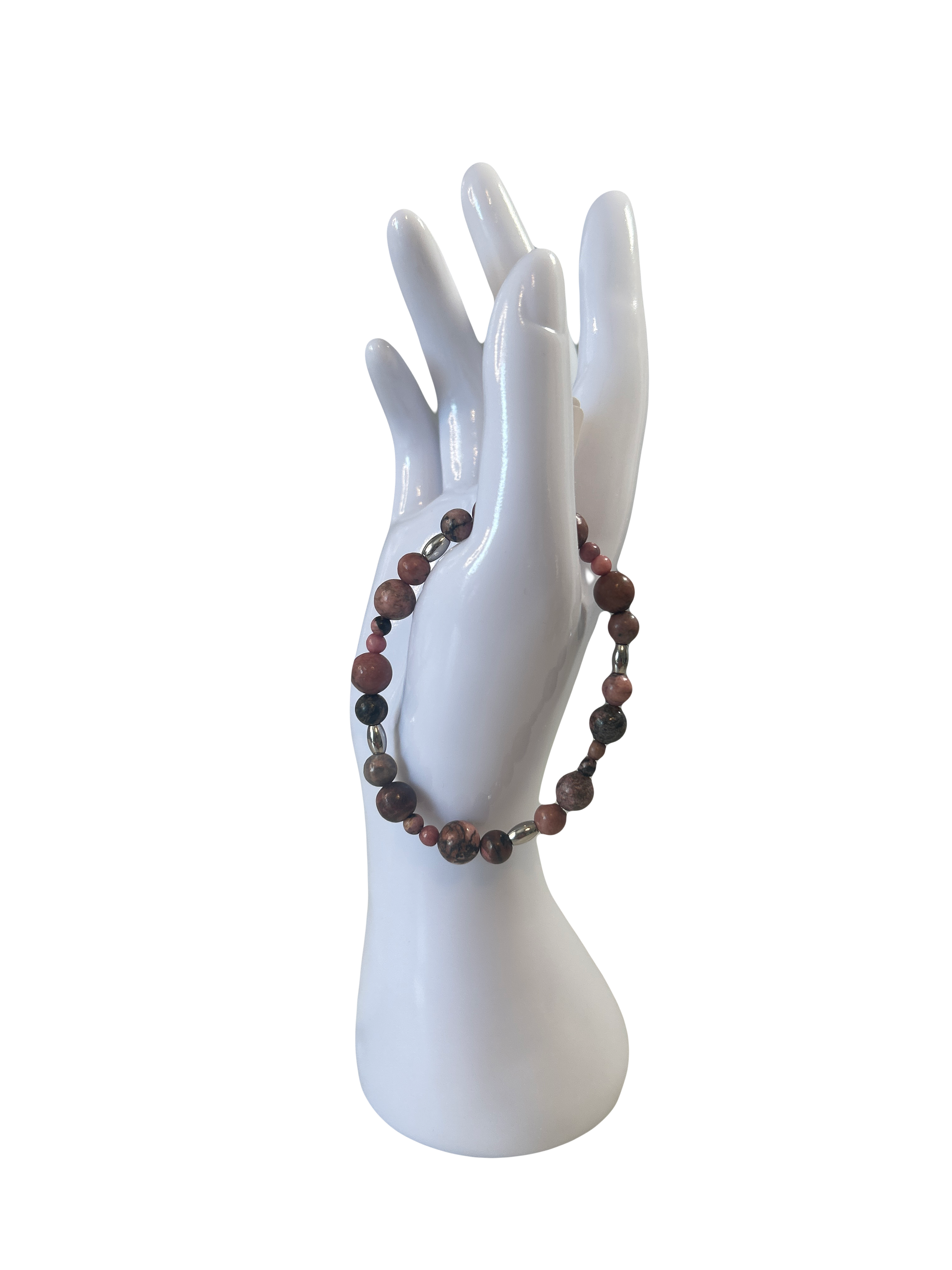 Bracelet acier inoxydable Rhodonite