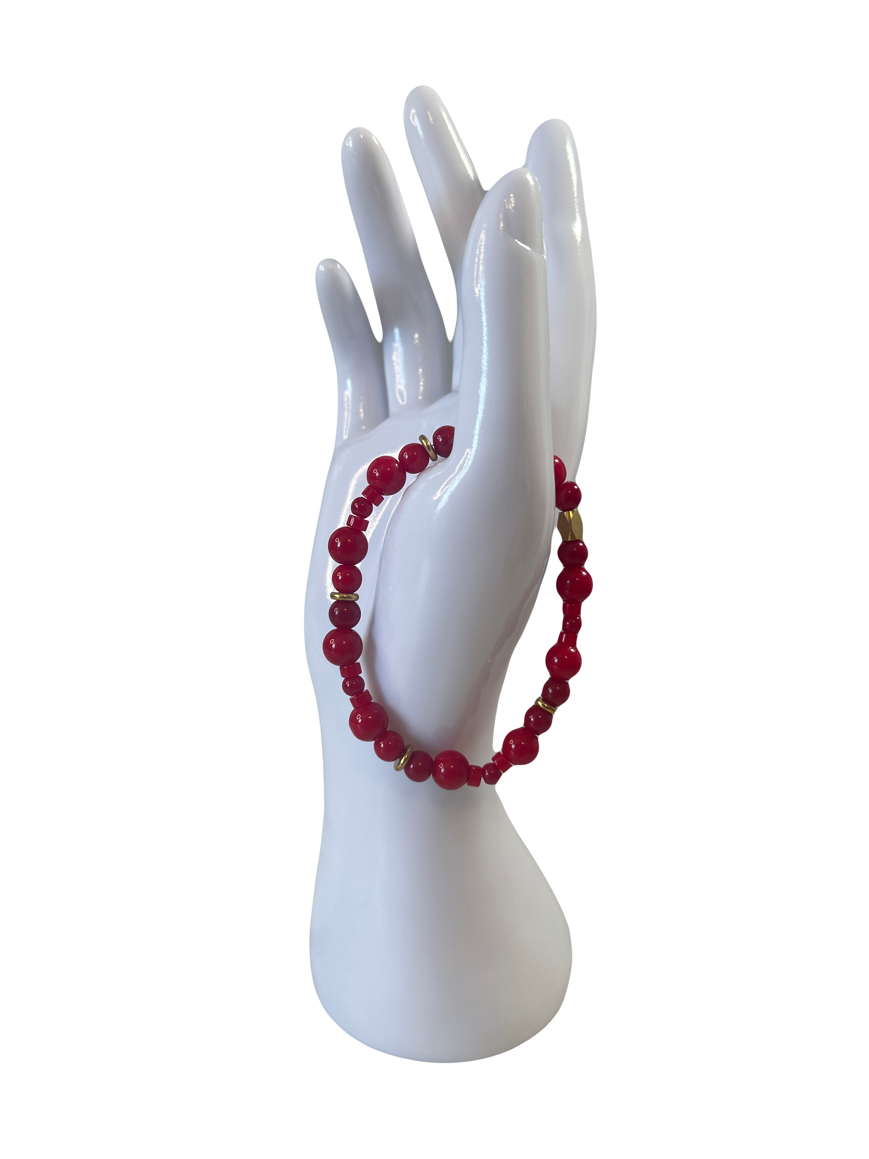 Bracelet acier inoxydable corail rouge