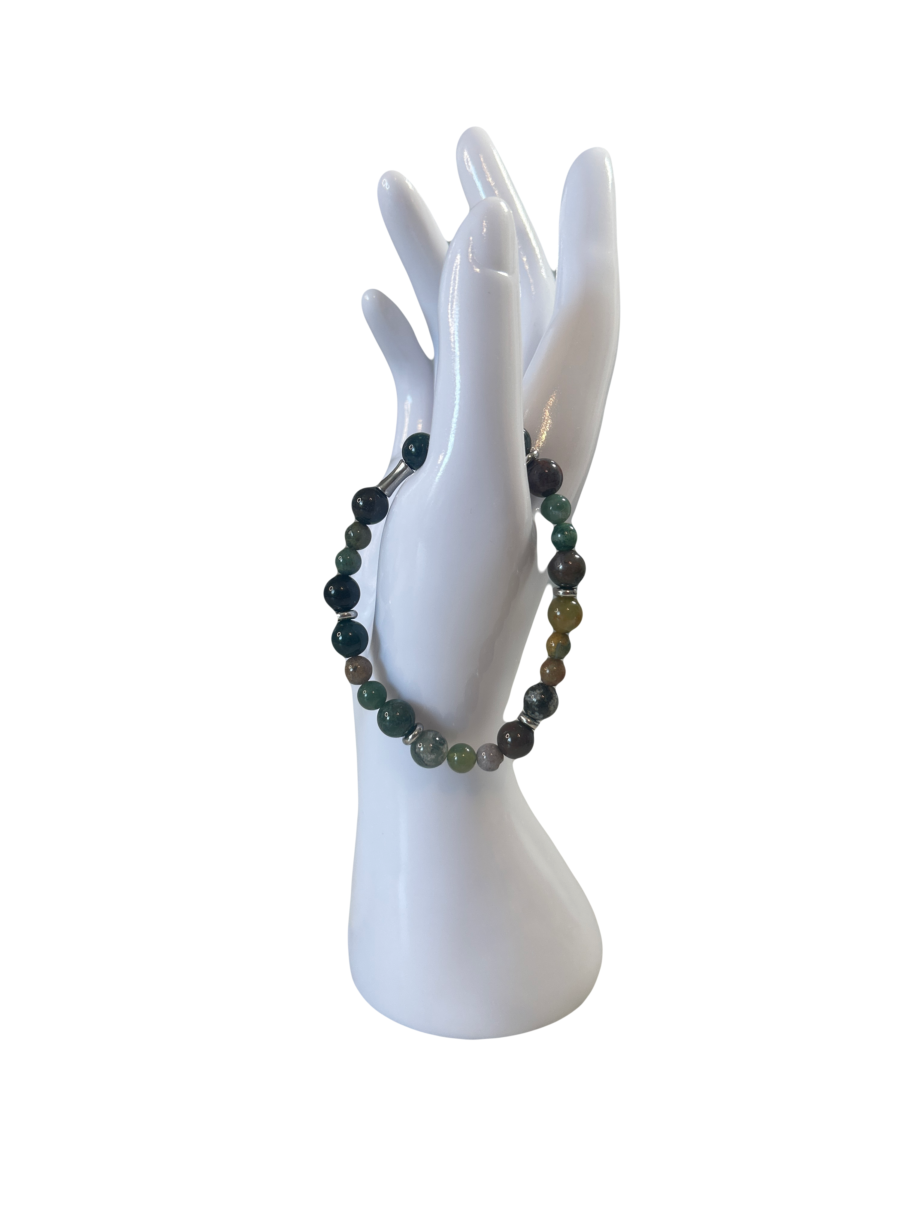 Bracelet acier inoxydable agate indienne